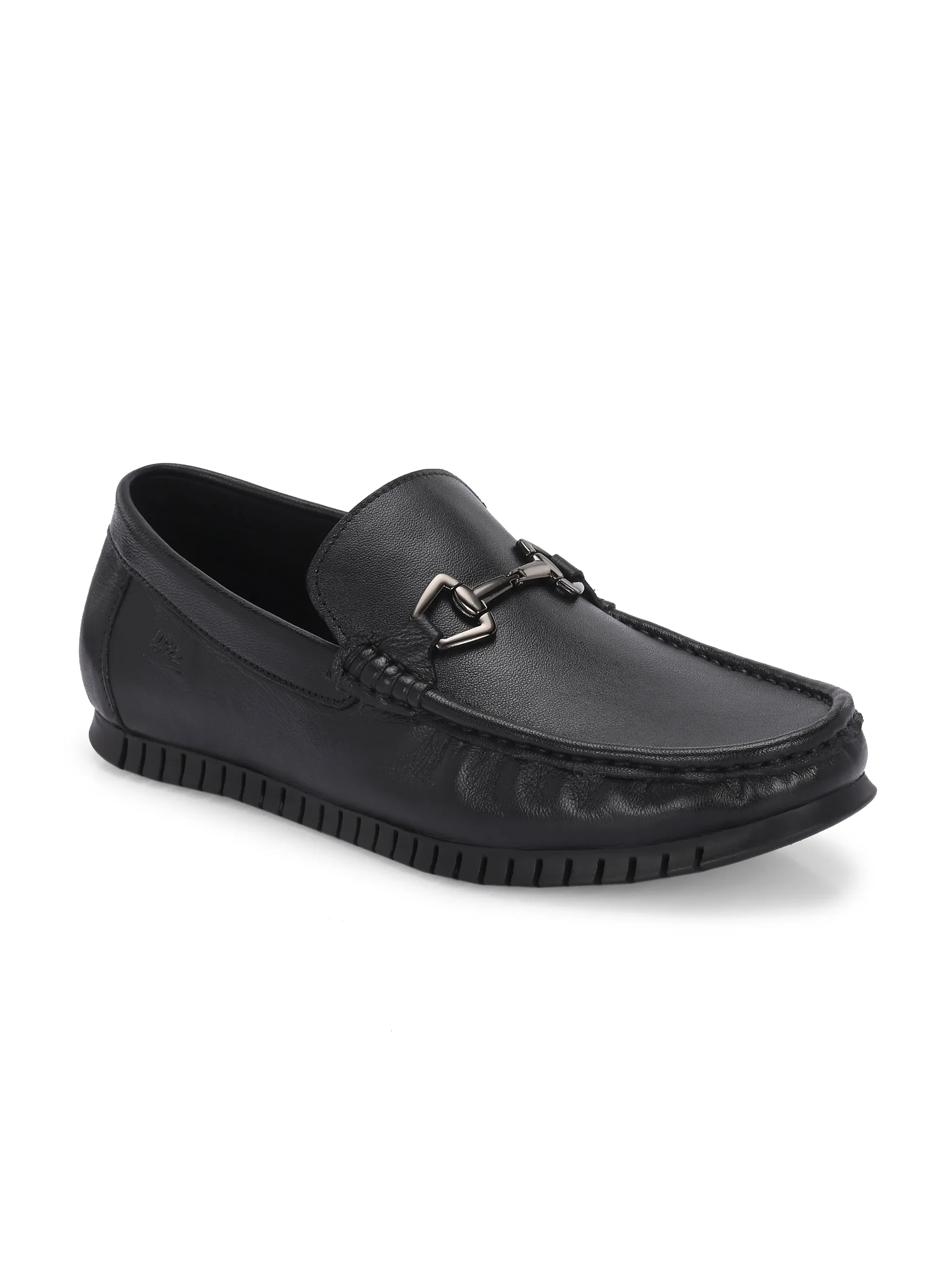 Hitz Herren Schwarze Leder Bequem-Slip-On Loaferschuhe
