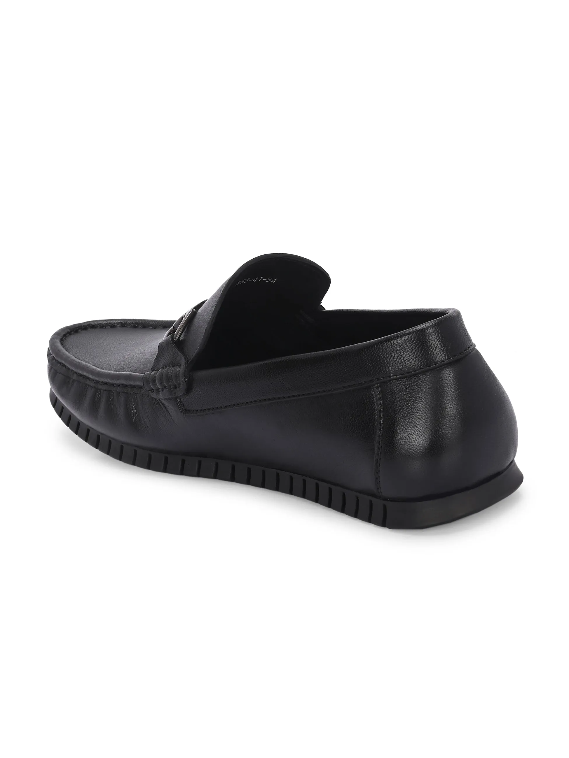 Hitz Herren Schwarze Leder Bequem-Slip-On Loaferschuhe