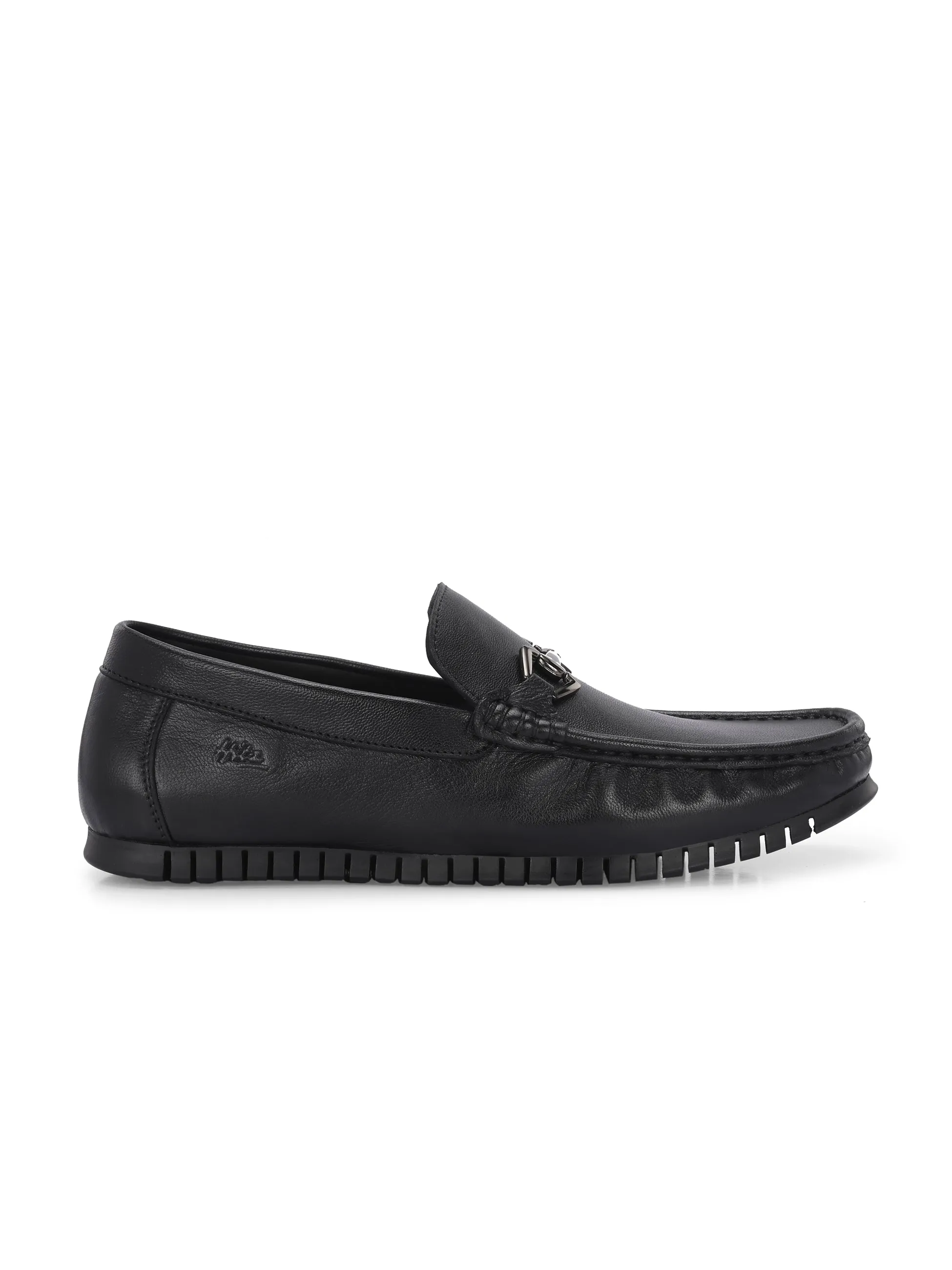 Hitz Herren Schwarze Leder Bequem-Slip-On Loaferschuhe