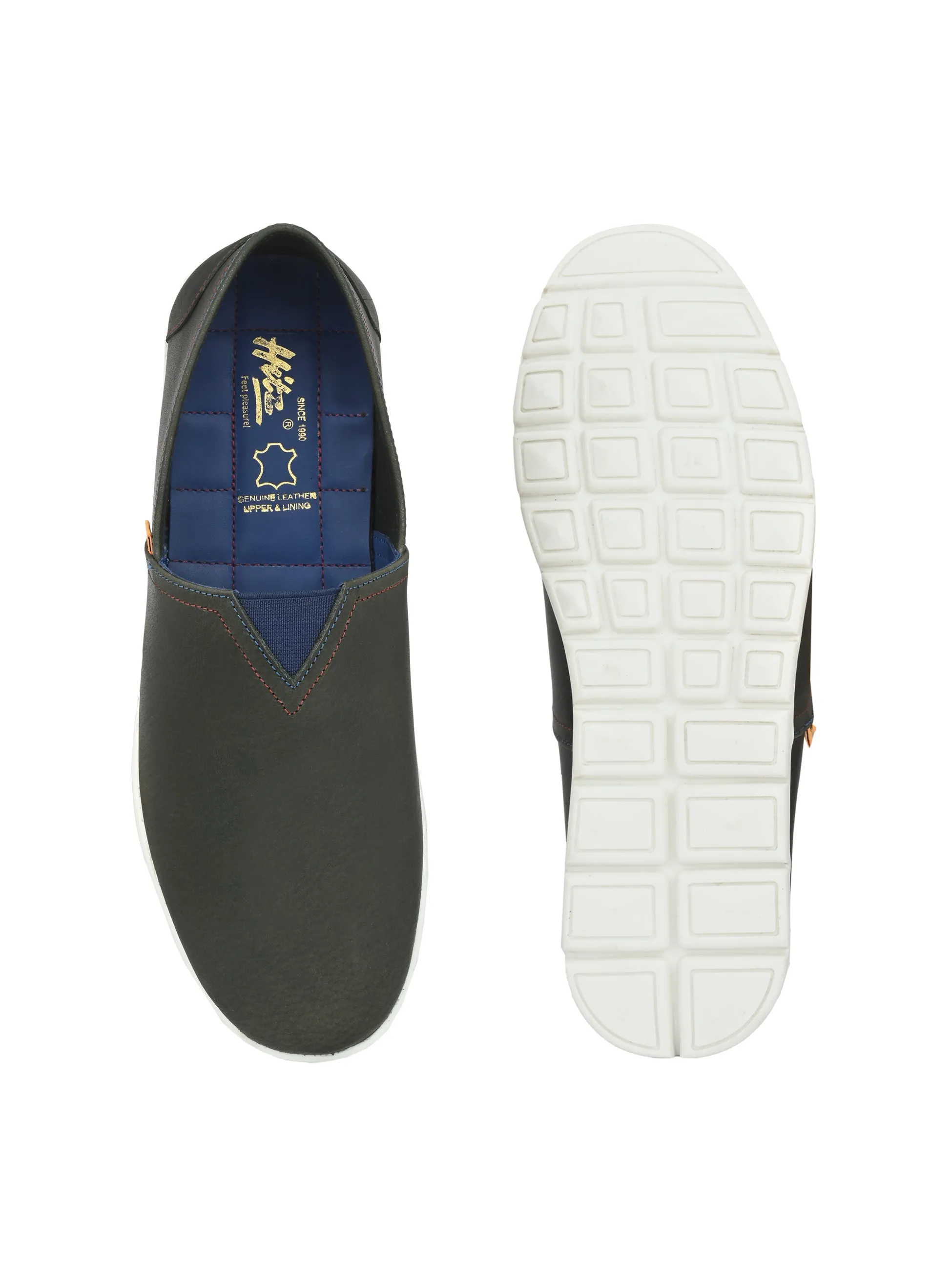 Hitz Herren Schlupfschuhe aus Olivenleder für den Casual-Look