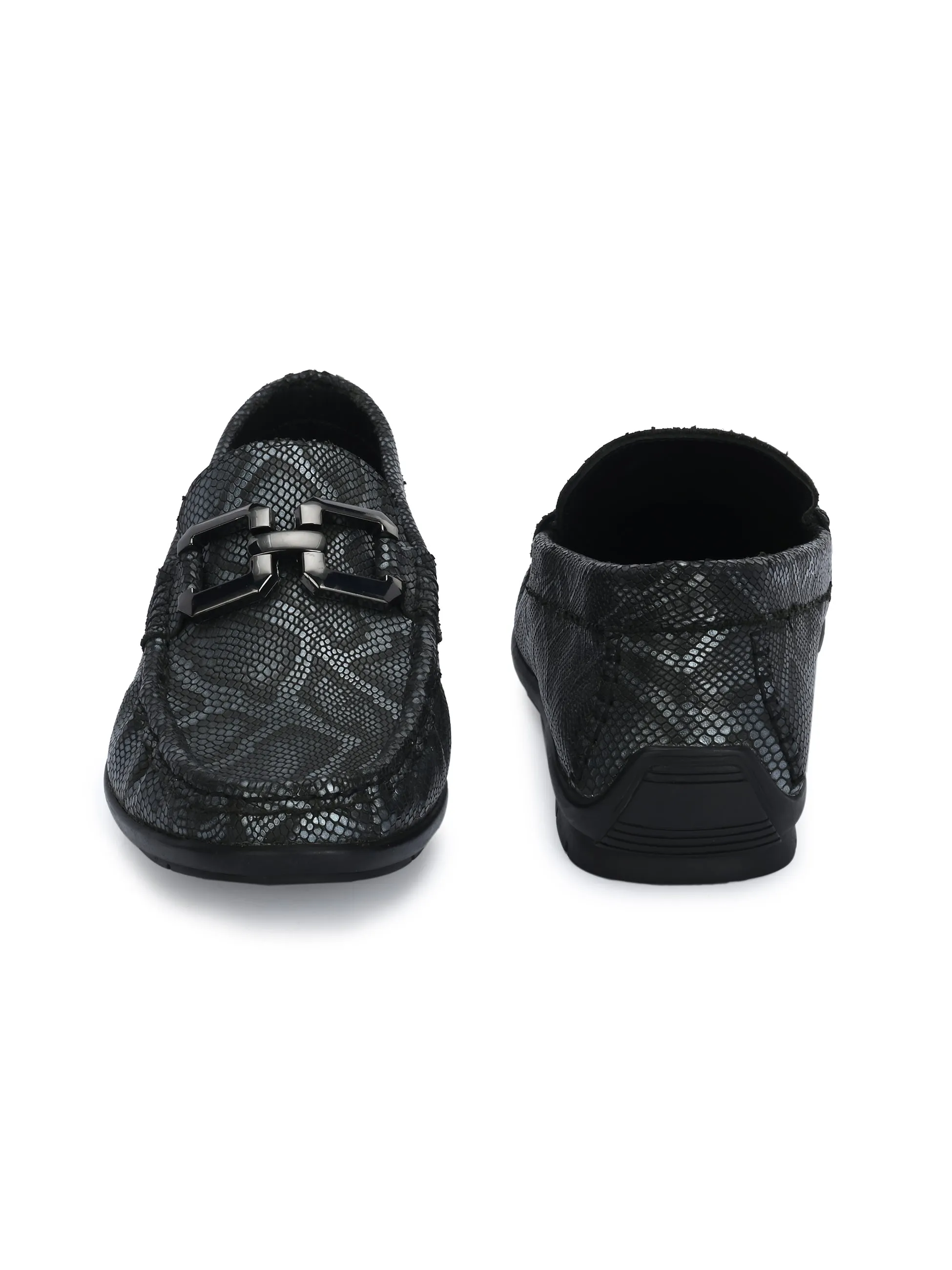 HITZ1207 Herren Graue Leder Casual Slip-On Schuhe