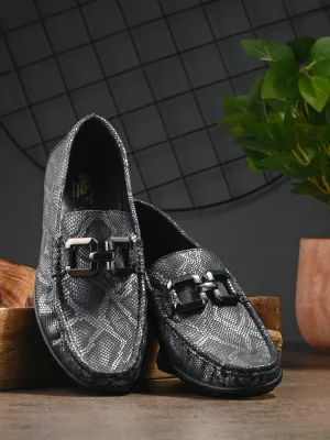 HITZ1207 Herren Graue Leder Casual Slip-On Schuhe