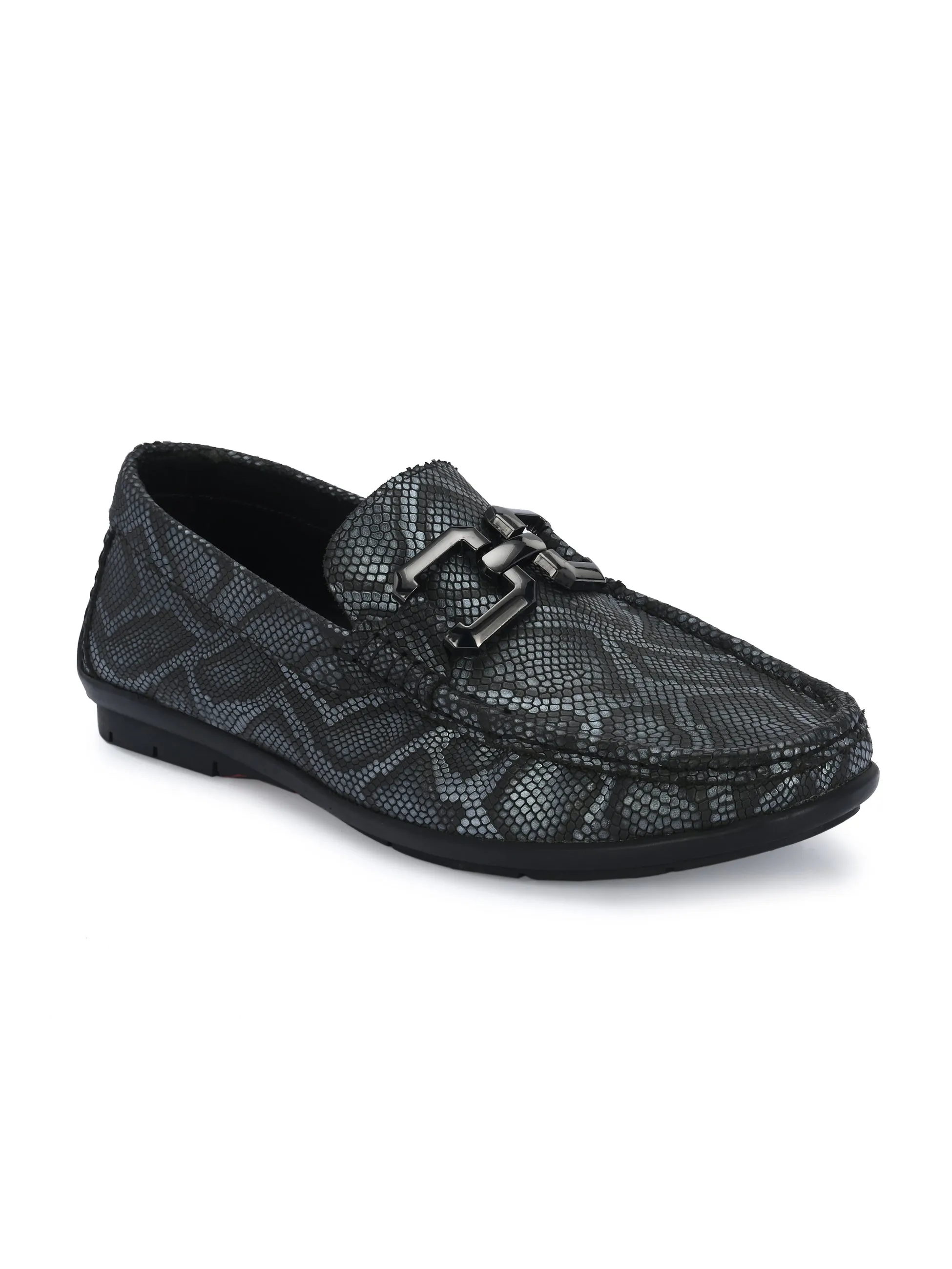 HITZ1207 Herren Graue Leder Casual Slip-On Schuhe