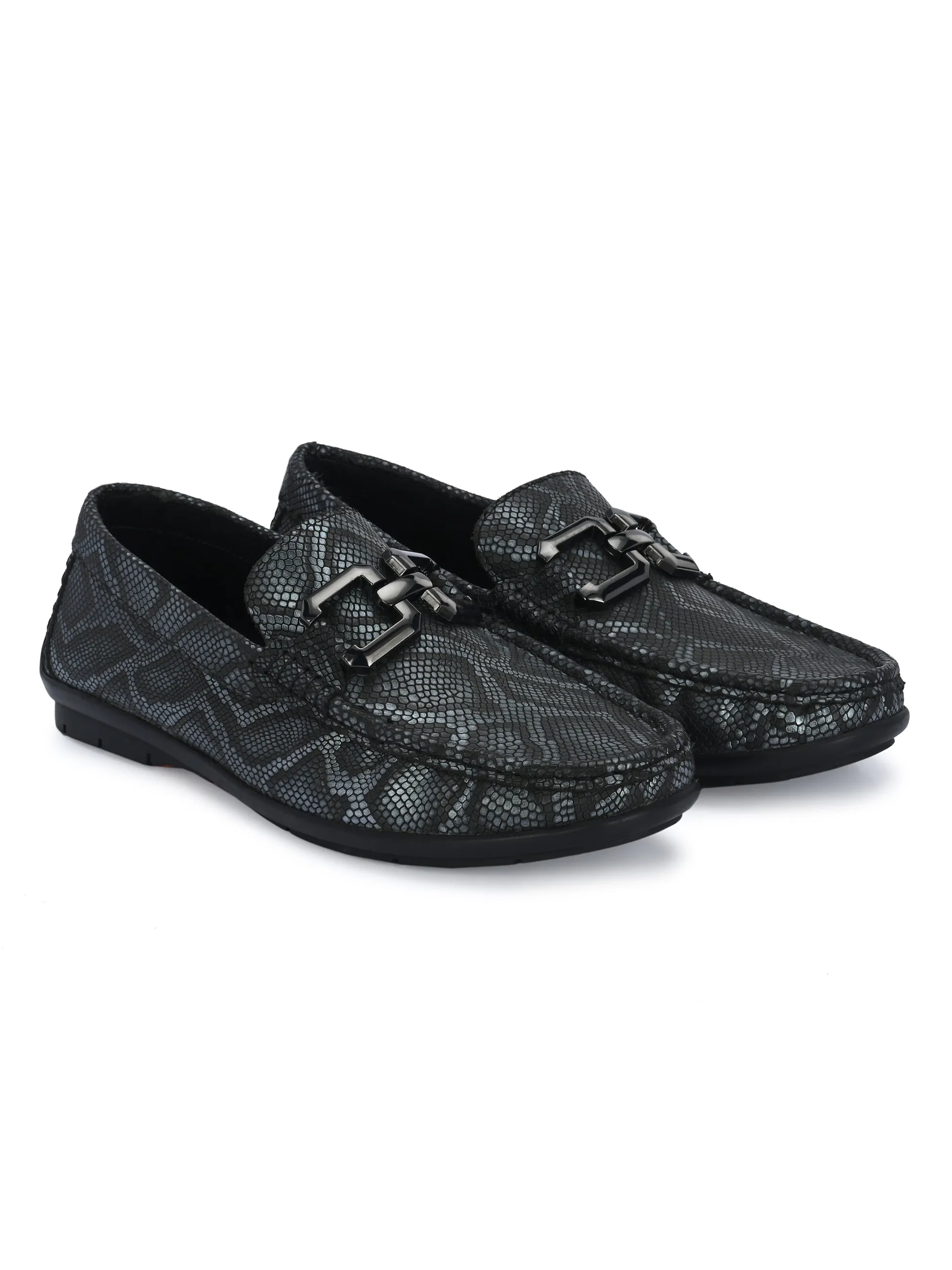 HITZ1207 Herren Graue Leder Casual Slip-On Schuhe
