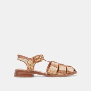 HOLIS SANDALEN BRAUN MULTI RAFFIA