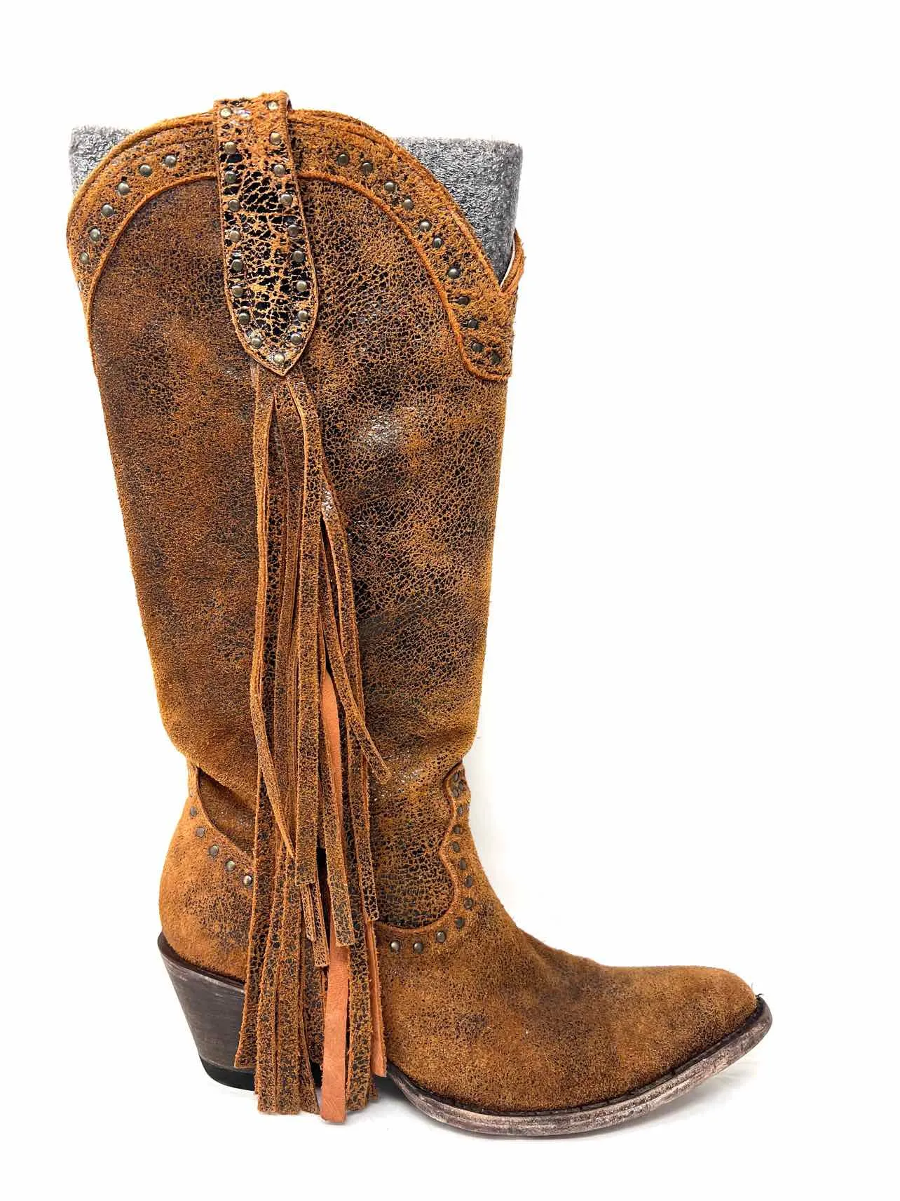 Idyllwind Größe 8,5 Braune Stiefel mit Nieten und Rissoptik