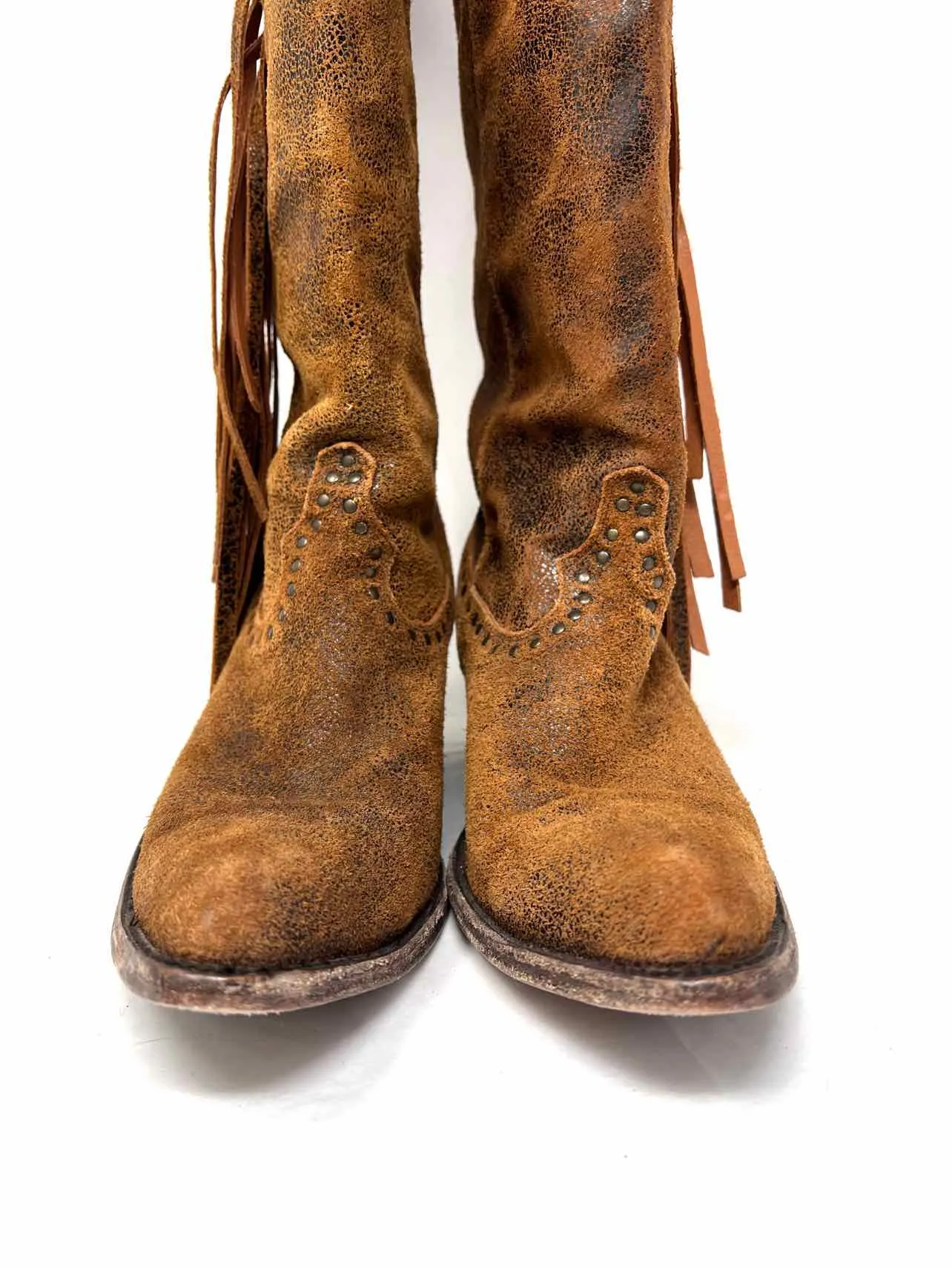 Idyllwind Größe 8,5 Braune Stiefel mit Nieten und Rissoptik