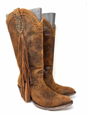 Idyllwind Größe 8,5 Braune Stiefel mit Nieten und Rissoptik
