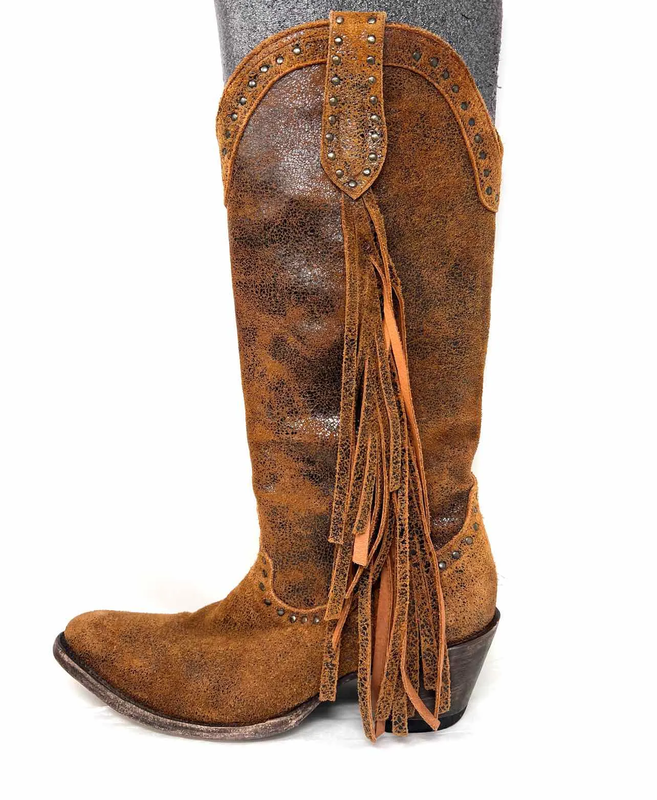 Idyllwind Größe 8,5 Braune Stiefel mit Nieten und Rissoptik