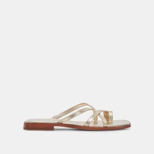 INDIGO SANDALETTES AUS GOLD-GESTRESSTEM LEDER