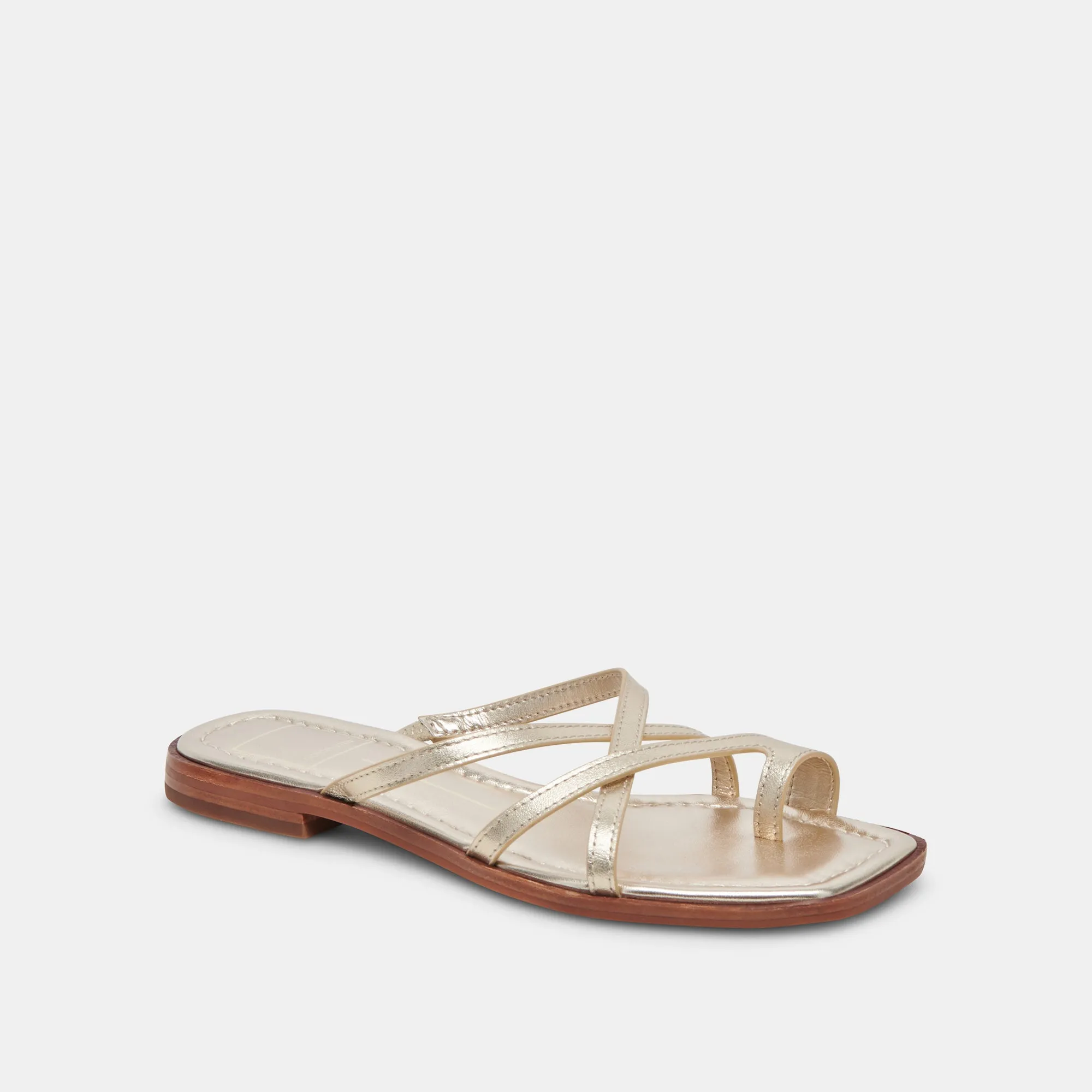 INDIGO SANDALETTES AUS GOLD-GESTRESSTEM LEDER