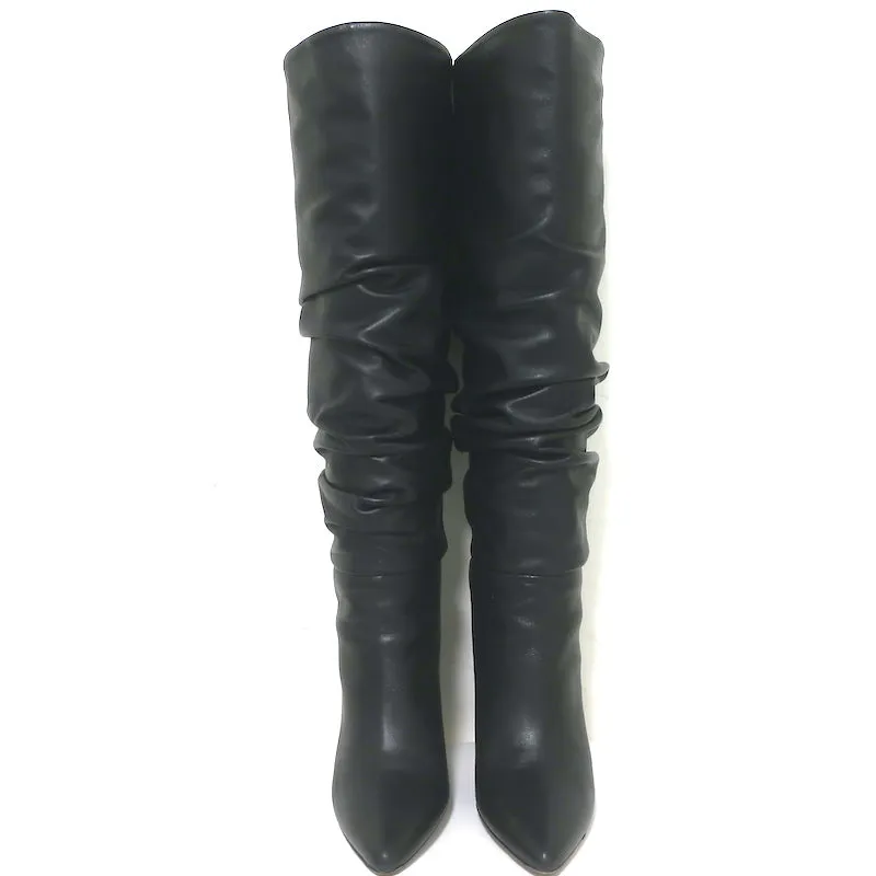 IRO Rüschenleder Stiefel knielang Schwarz Größe 37