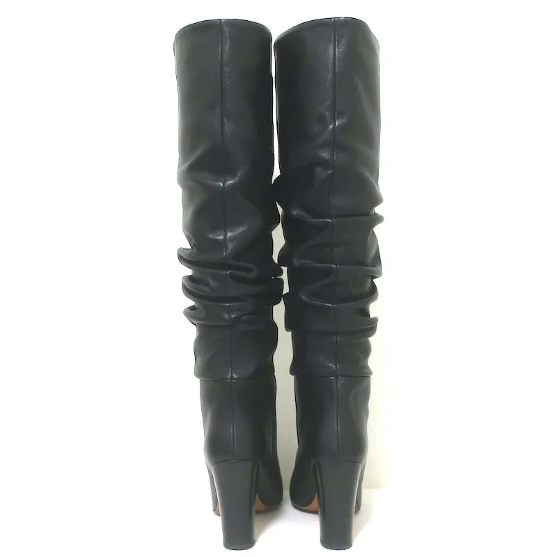 IRO Rüschenleder Stiefel knielang Schwarz Größe 37