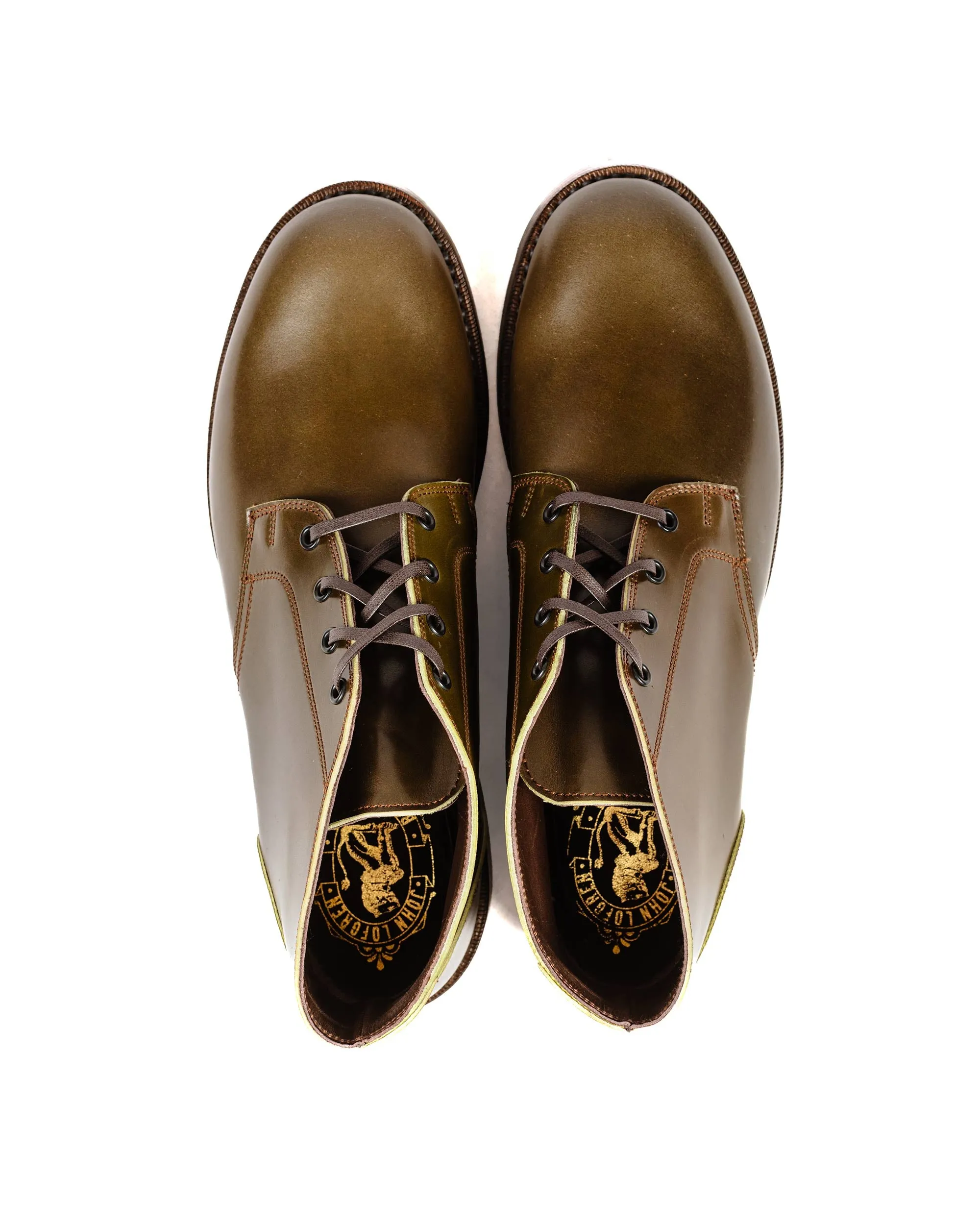 John Lofgren Bootmaker Die standhaften Chukka-Stiefel Shinki Hikaku Shell Cordovan Olive