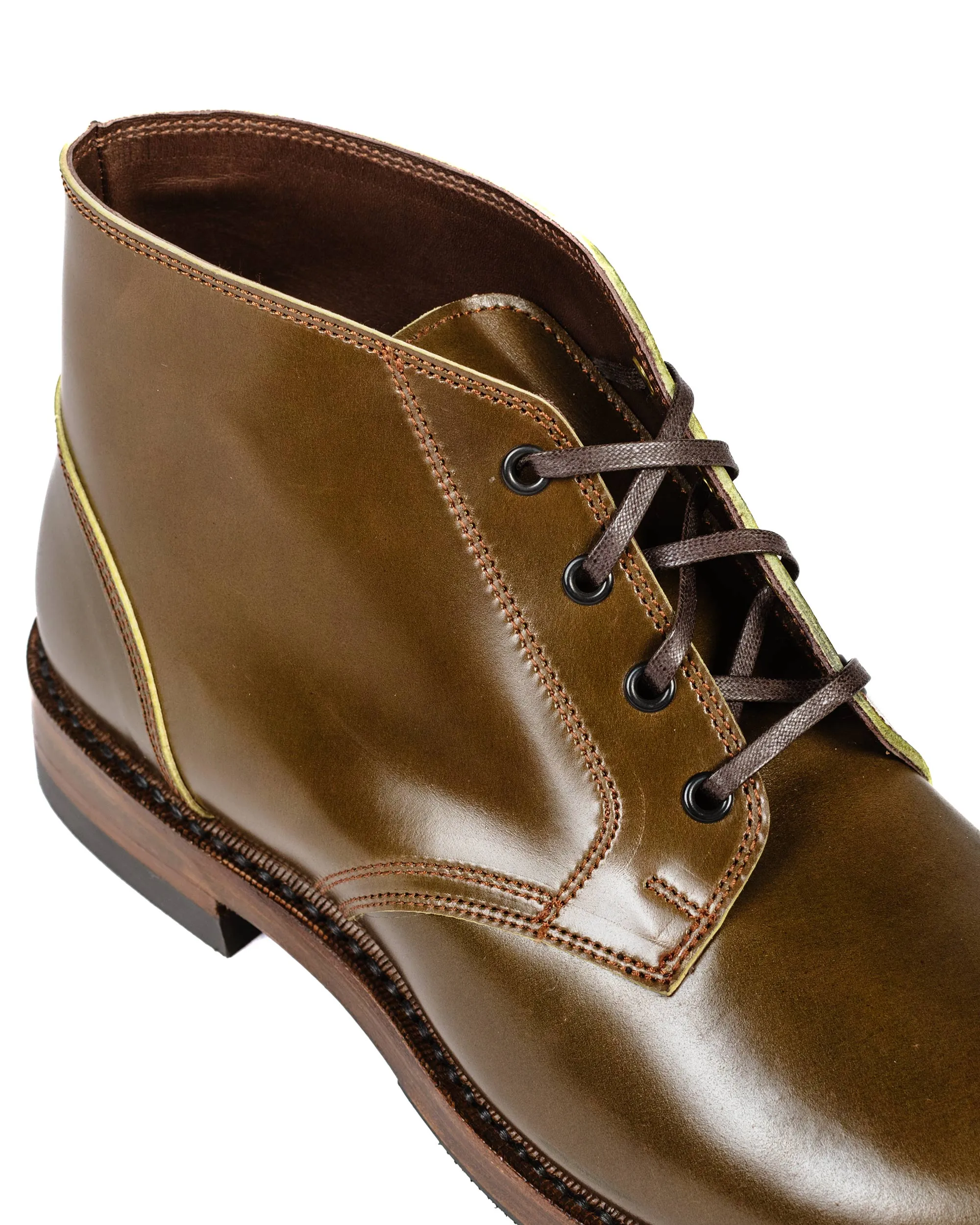 John Lofgren Bootmaker Die standhaften Chukka-Stiefel Shinki Hikaku Shell Cordovan Olive