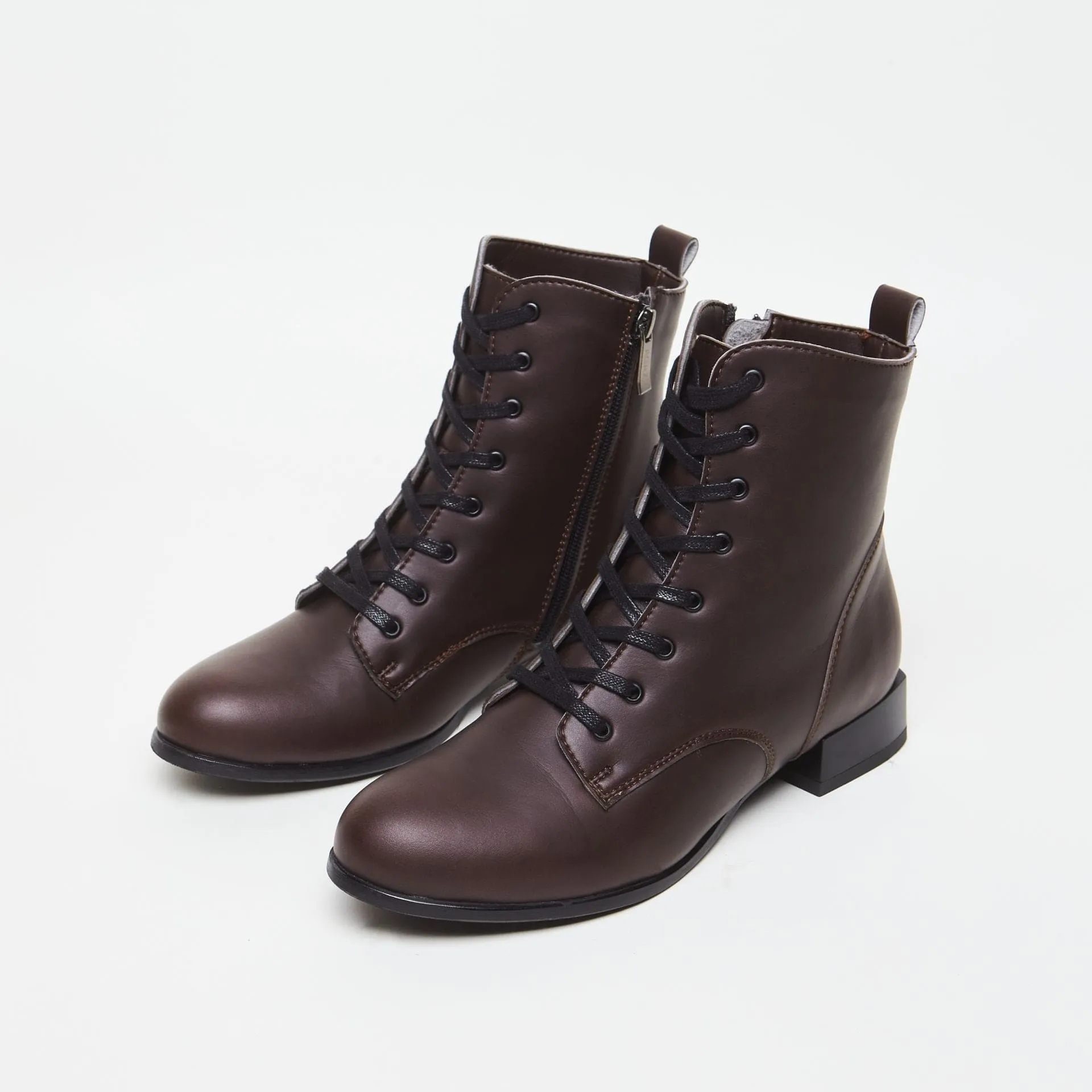 Lui Vegan Leder Schnürstiefeletten | Schokolade