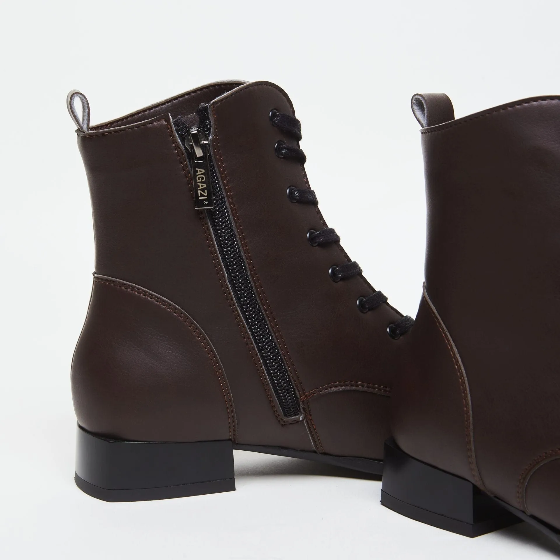 Lui Vegan Leder Schnürstiefeletten | Schokolade