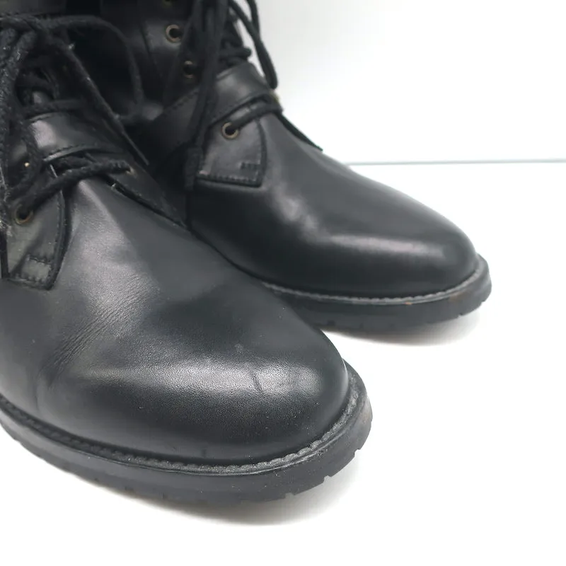 Manolo Blahnik Reitstiefel mit Schnalle Schwarz Leder Größe 38.5