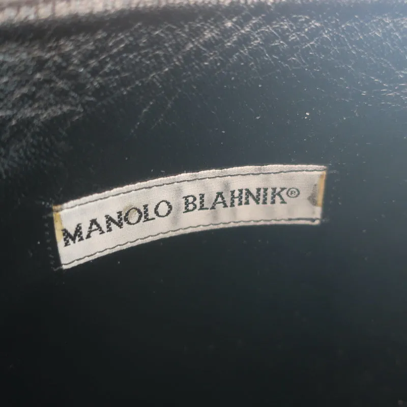Manolo Blahnik Reitstiefel mit Schnalle Schwarz Leder Größe 38.5