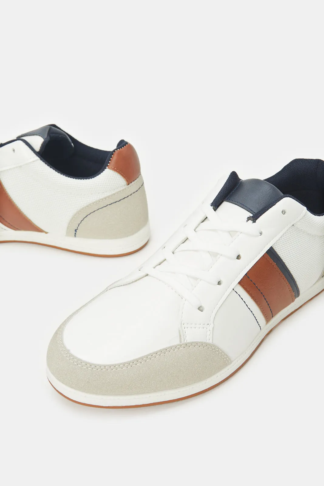 Herren Weiße Material Block Sneakers