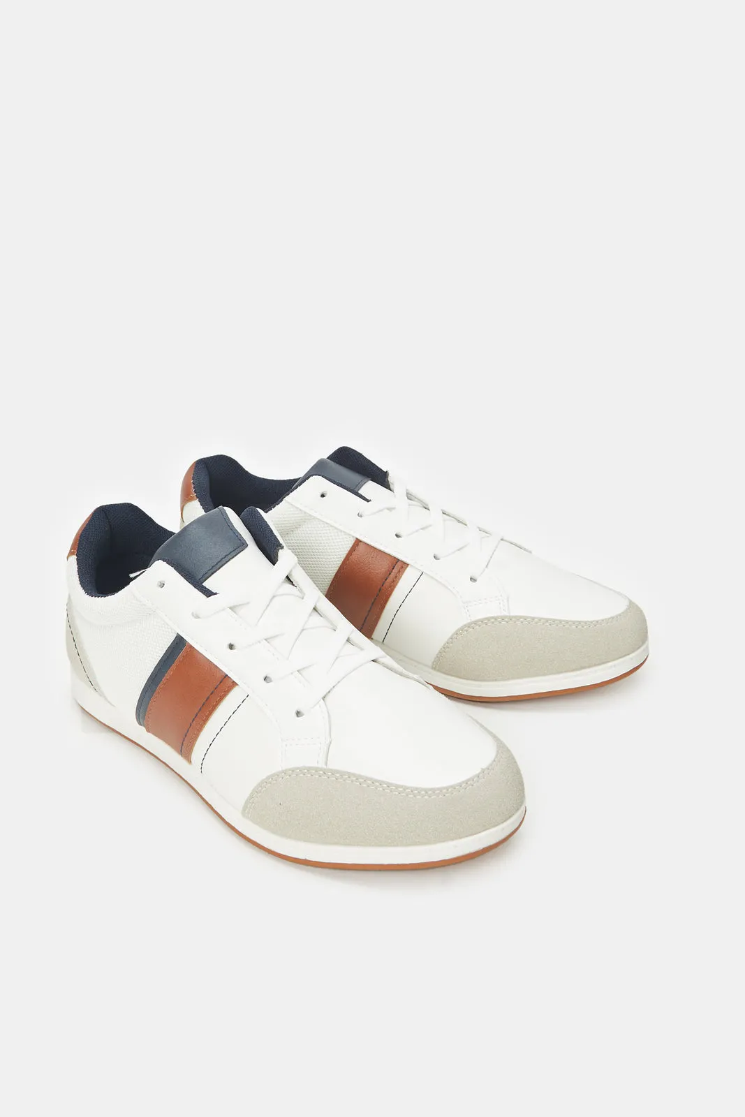 Herren Weiße Material Block Sneakers