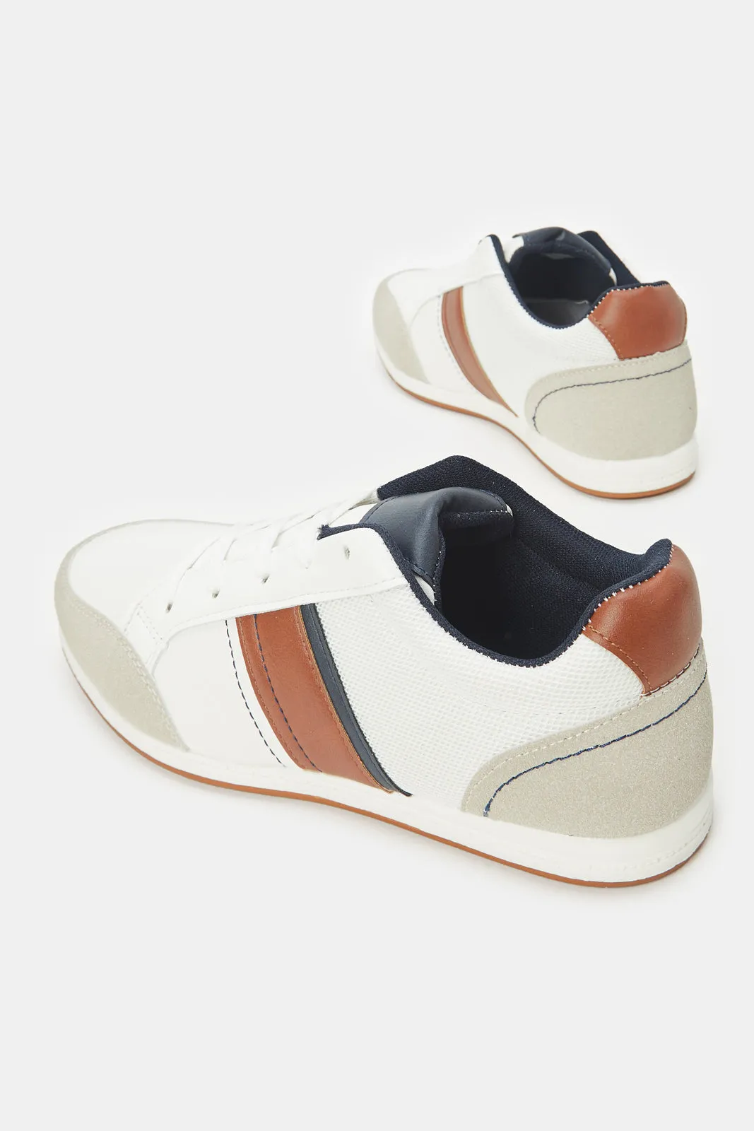 Herren Weiße Material Block Sneakers