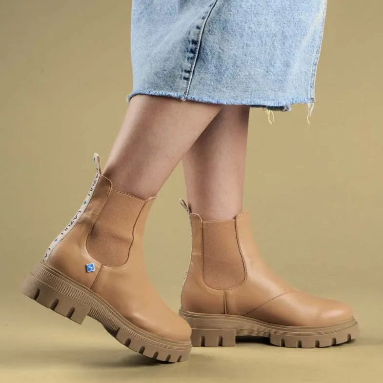 Meine Chelsea Dallas Lederimitat-Vegan-Stiefel | Kamel