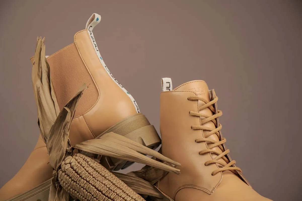 Meine Combat Corn Leder Vegane Stiefel | Kamel