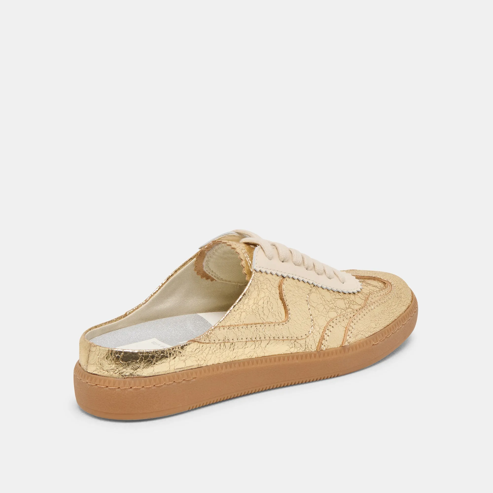 HINWEIS SLIDE SNEAKERS GOLD GESTRESSTES LEDER