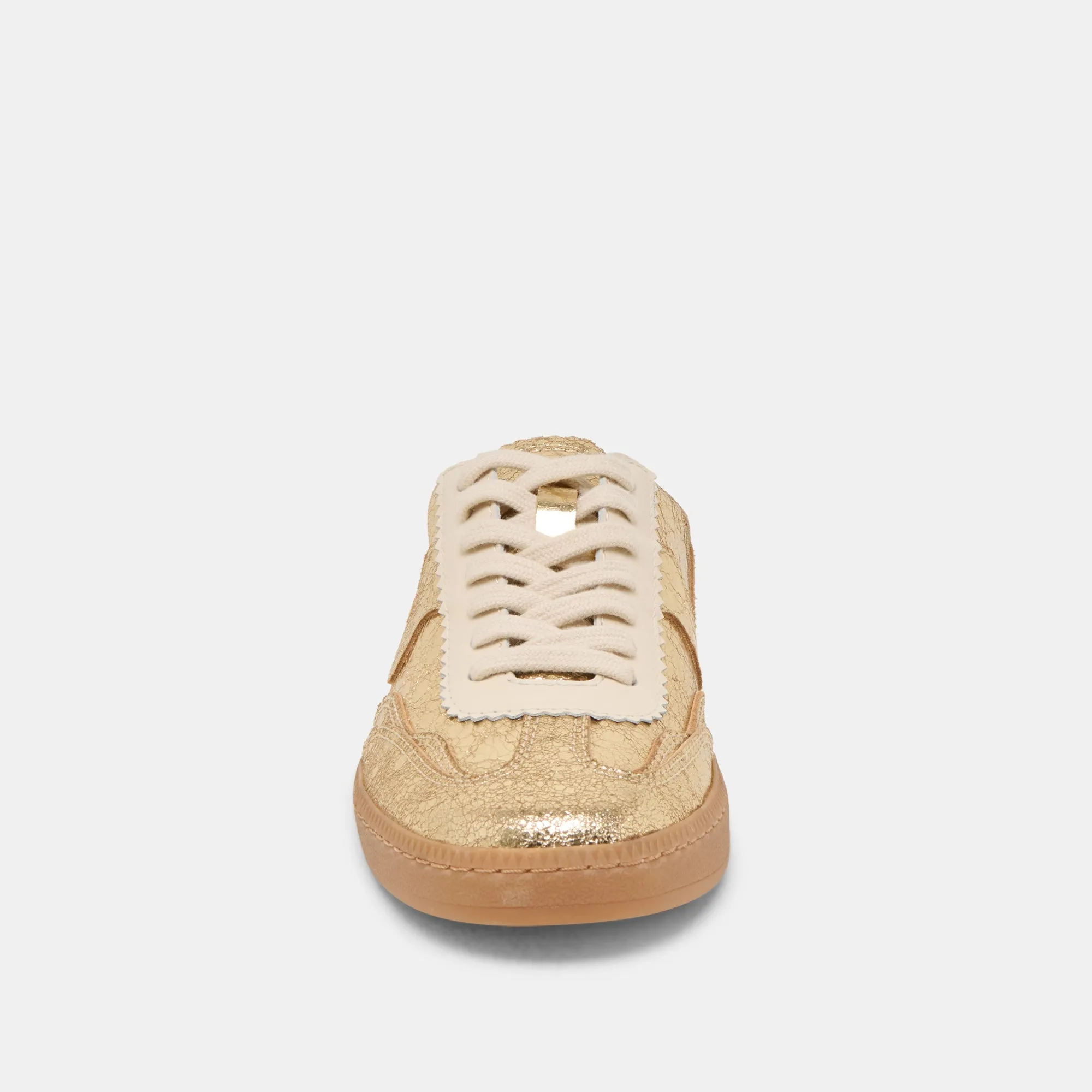 HINWEIS SLIDE SNEAKERS GOLD GESTRESSTES LEDER