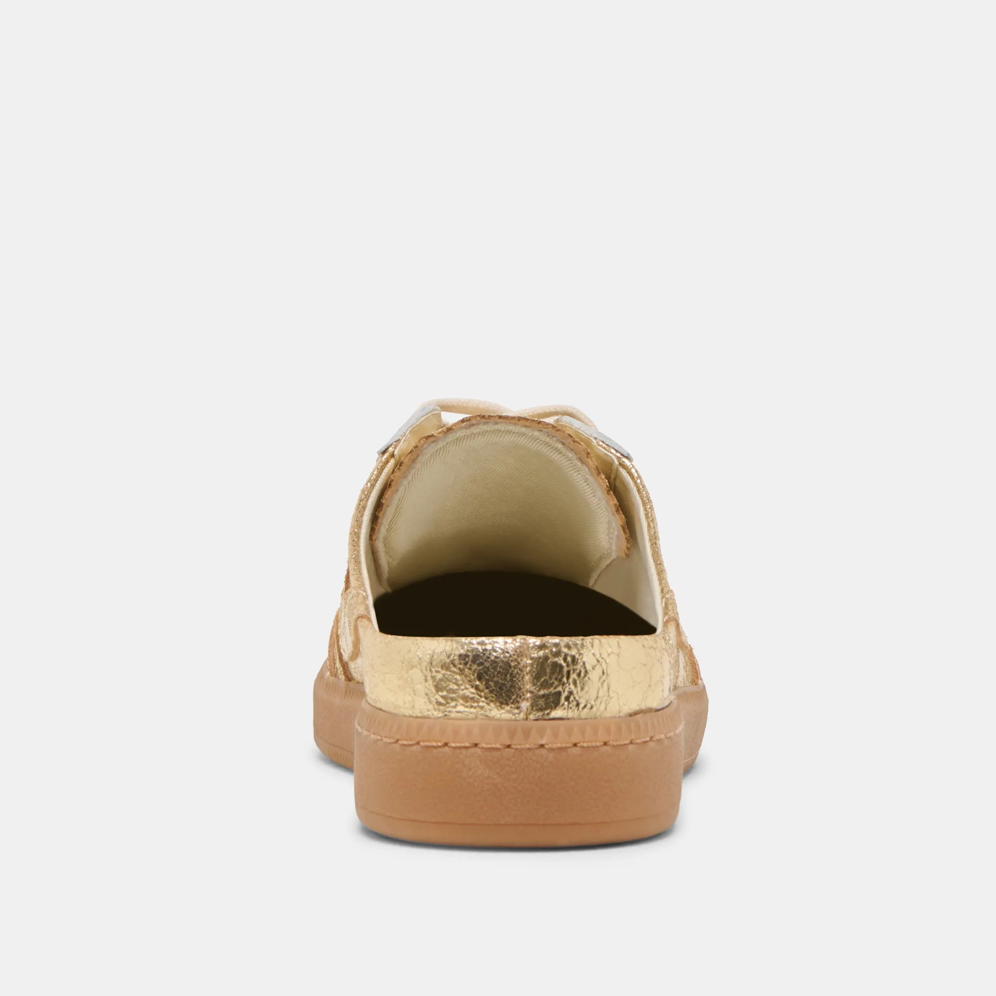 HINWEIS SLIDE SNEAKERS GOLD GESTRESSTES LEDER