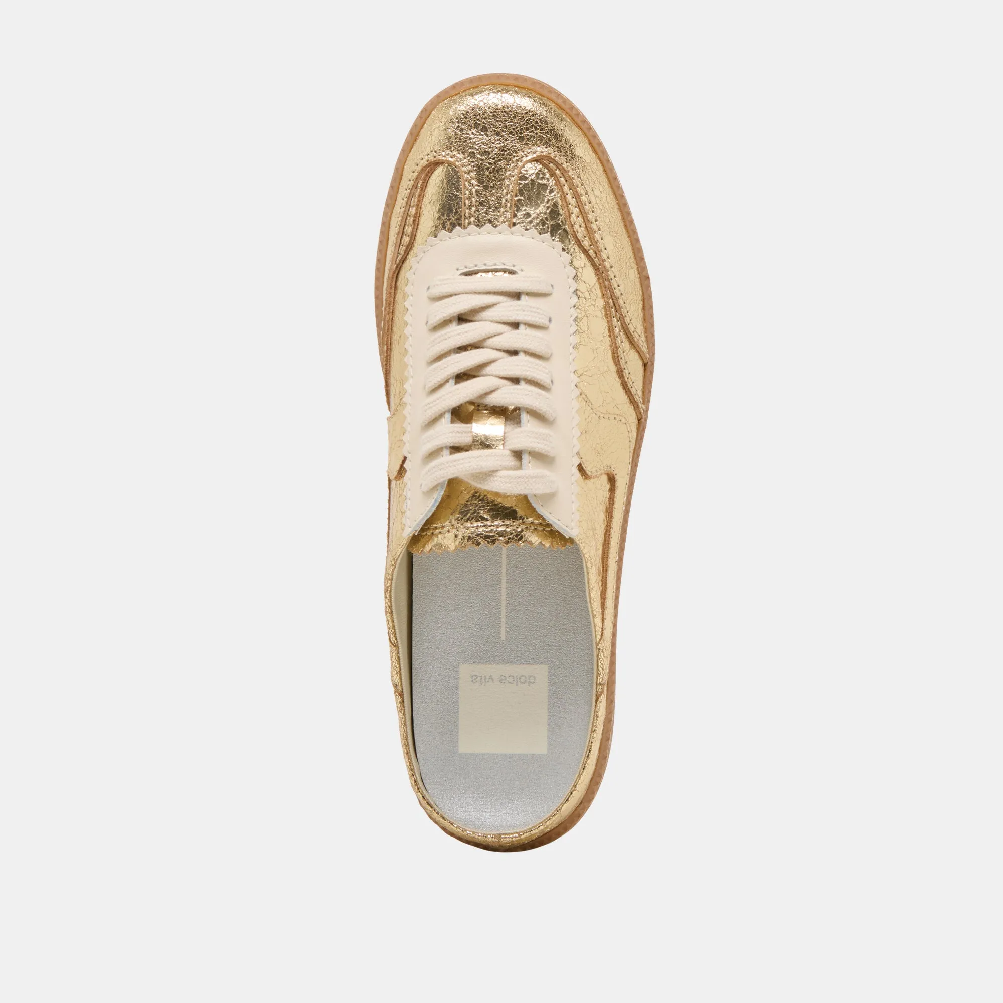 HINWEIS SLIDE SNEAKERS GOLD GESTRESSTES LEDER