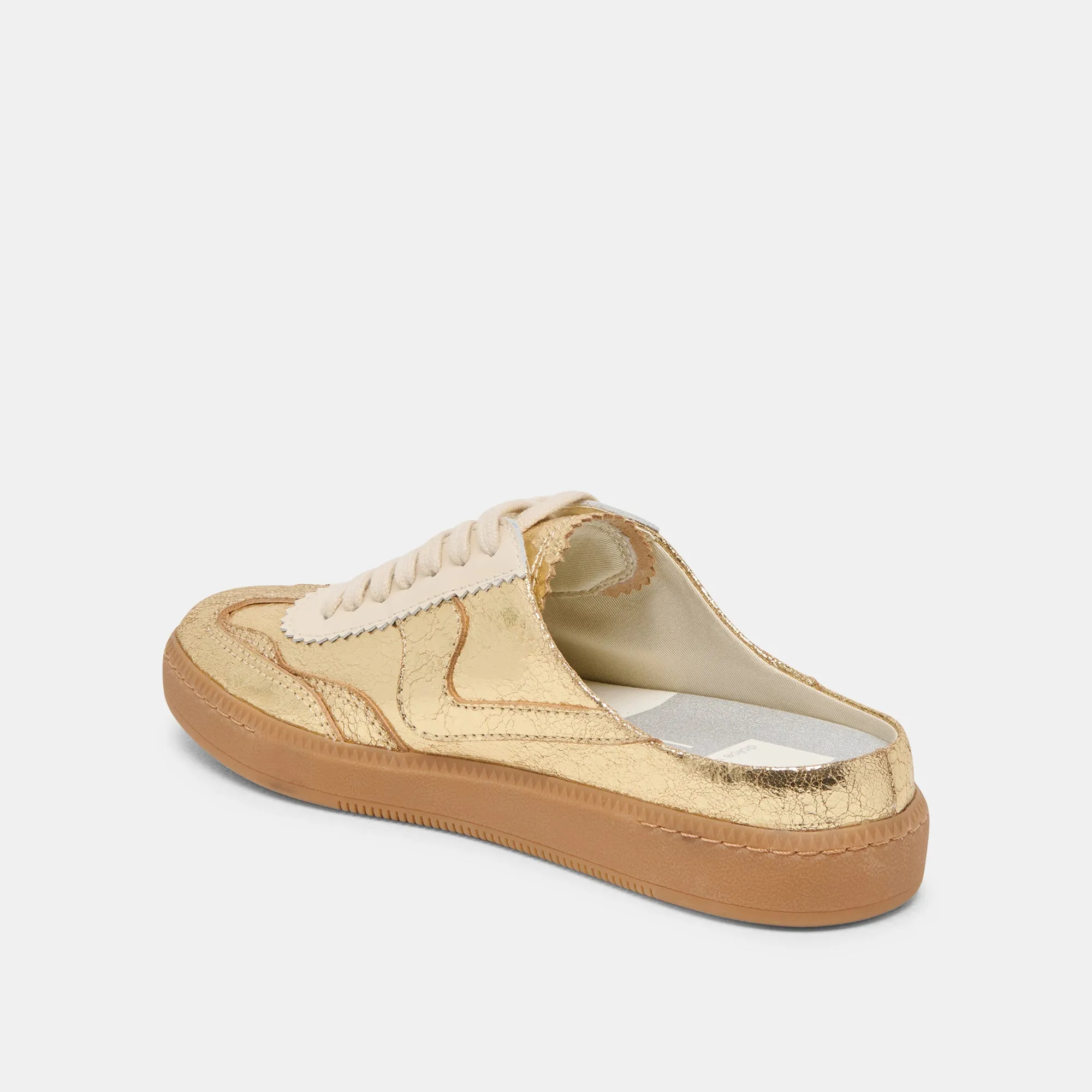 HINWEIS SLIDE SNEAKERS GOLD GESTRESSTES LEDER