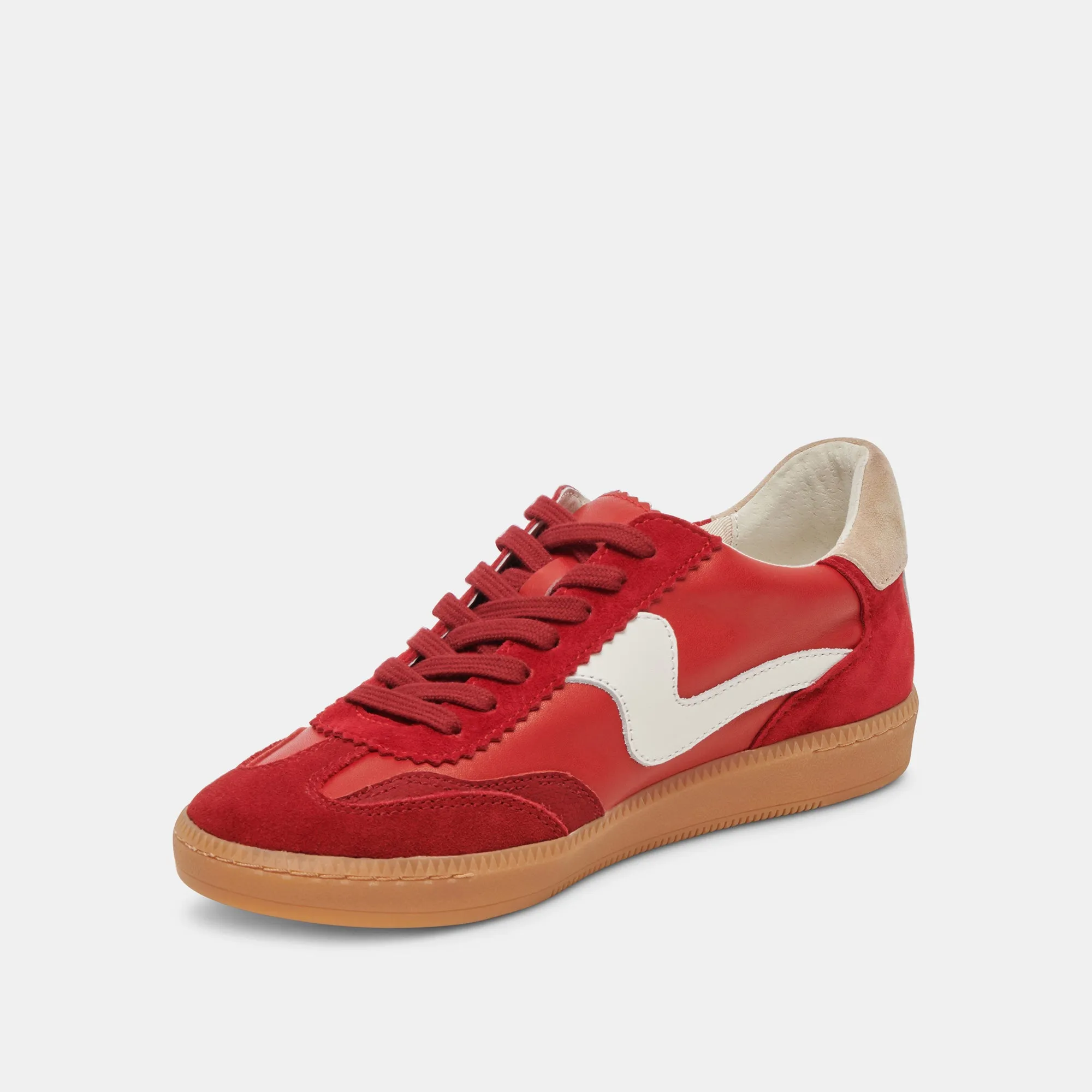 HINWEIS SNEAKERS KARMESINROT WILDLEDER