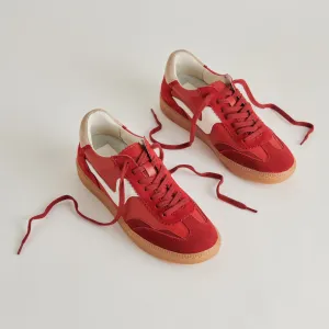 HINWEIS SNEAKERS KARMESINROT WILDLEDER