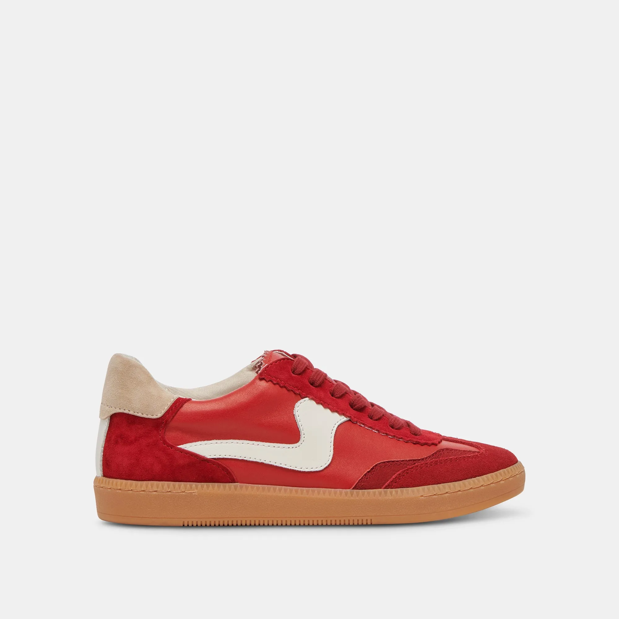 HINWEIS SNEAKERS KARMESINROT WILDLEDER