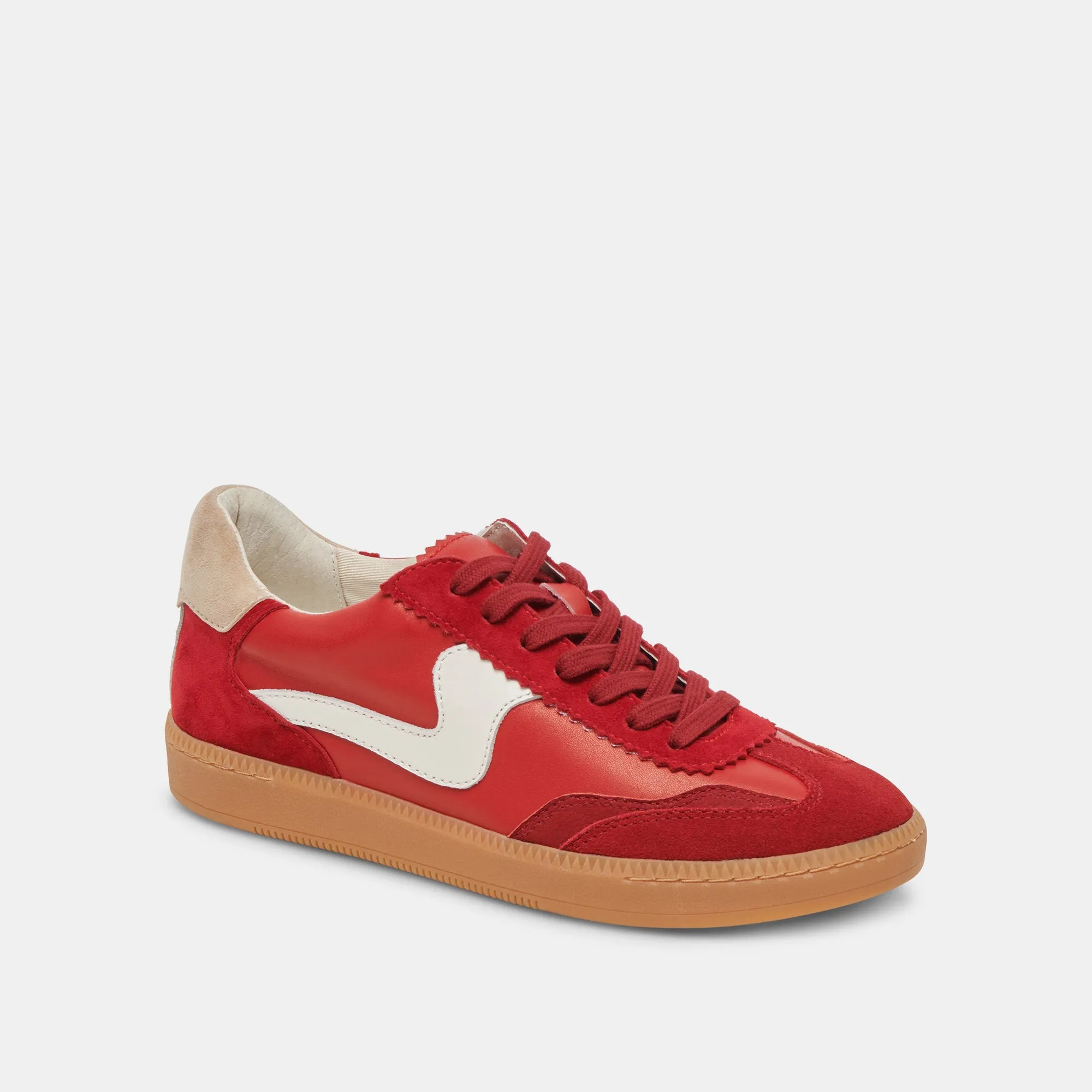 HINWEIS SNEAKERS KARMESINROT WILDLEDER