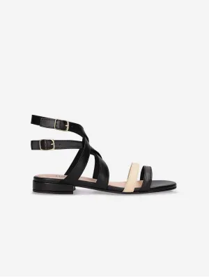 Olga Damen Vegane Apfel-Leder Sandalen | Schwarz