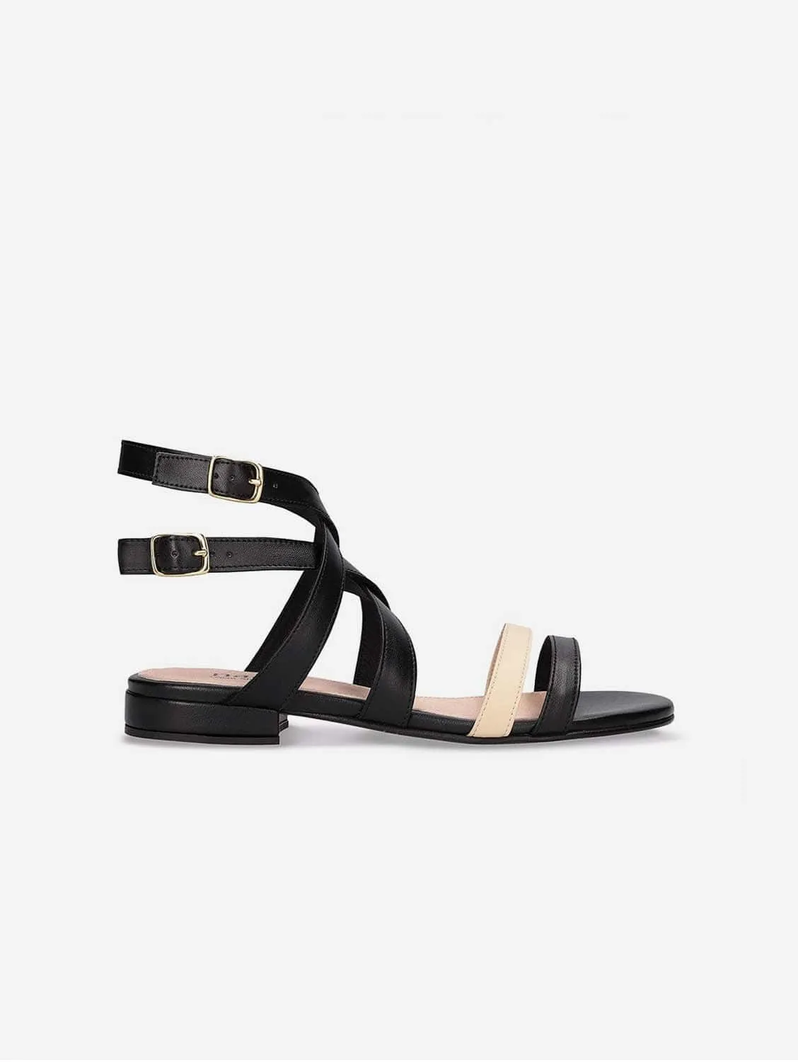Olga Damen Vegane Apfel-Leder Sandalen | Schwarz
