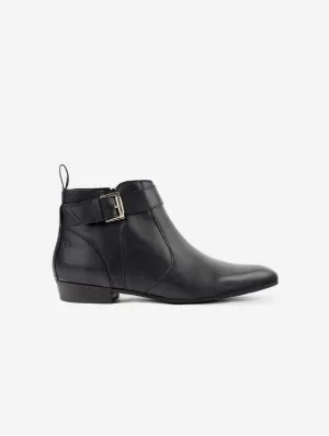 Olympe Damen-Vegane-Leder-Schnallenstiefel | Schwarz