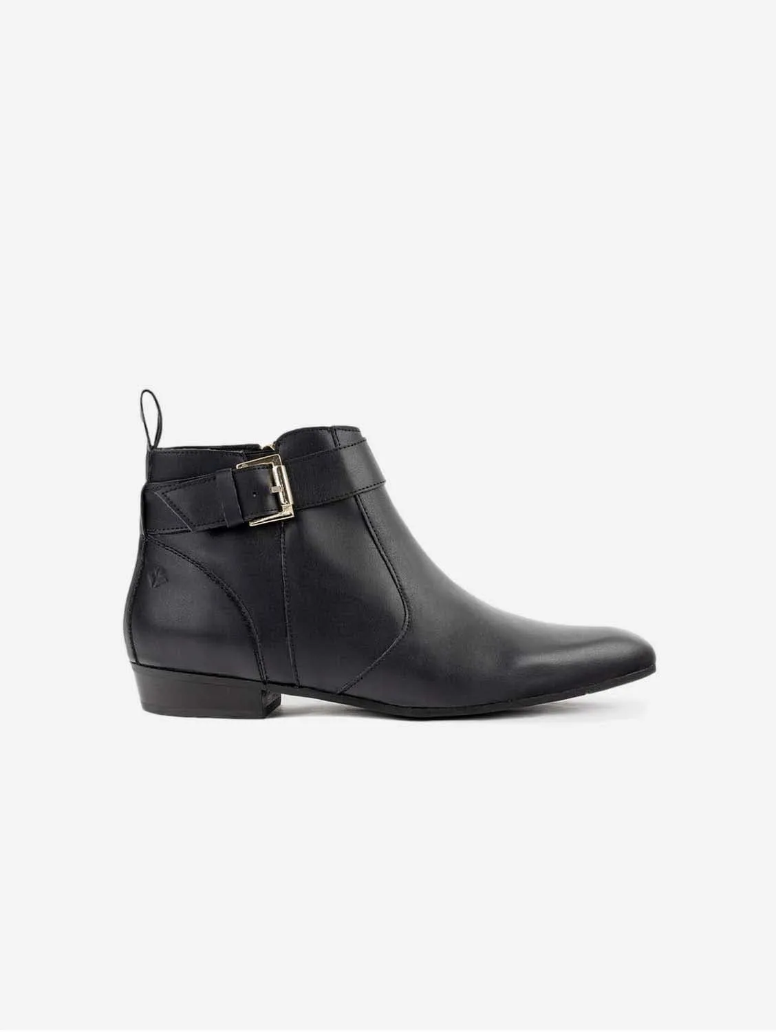Olympe Damen-Vegane-Leder-Schnallenstiefel | Schwarz
