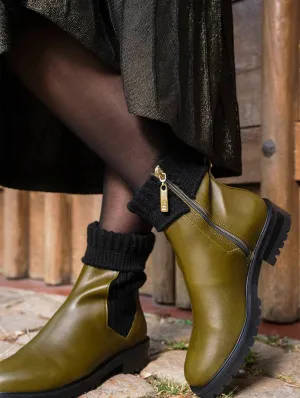 Oracle Vegan Leder Flache Chelsea Stiefel | Khaki