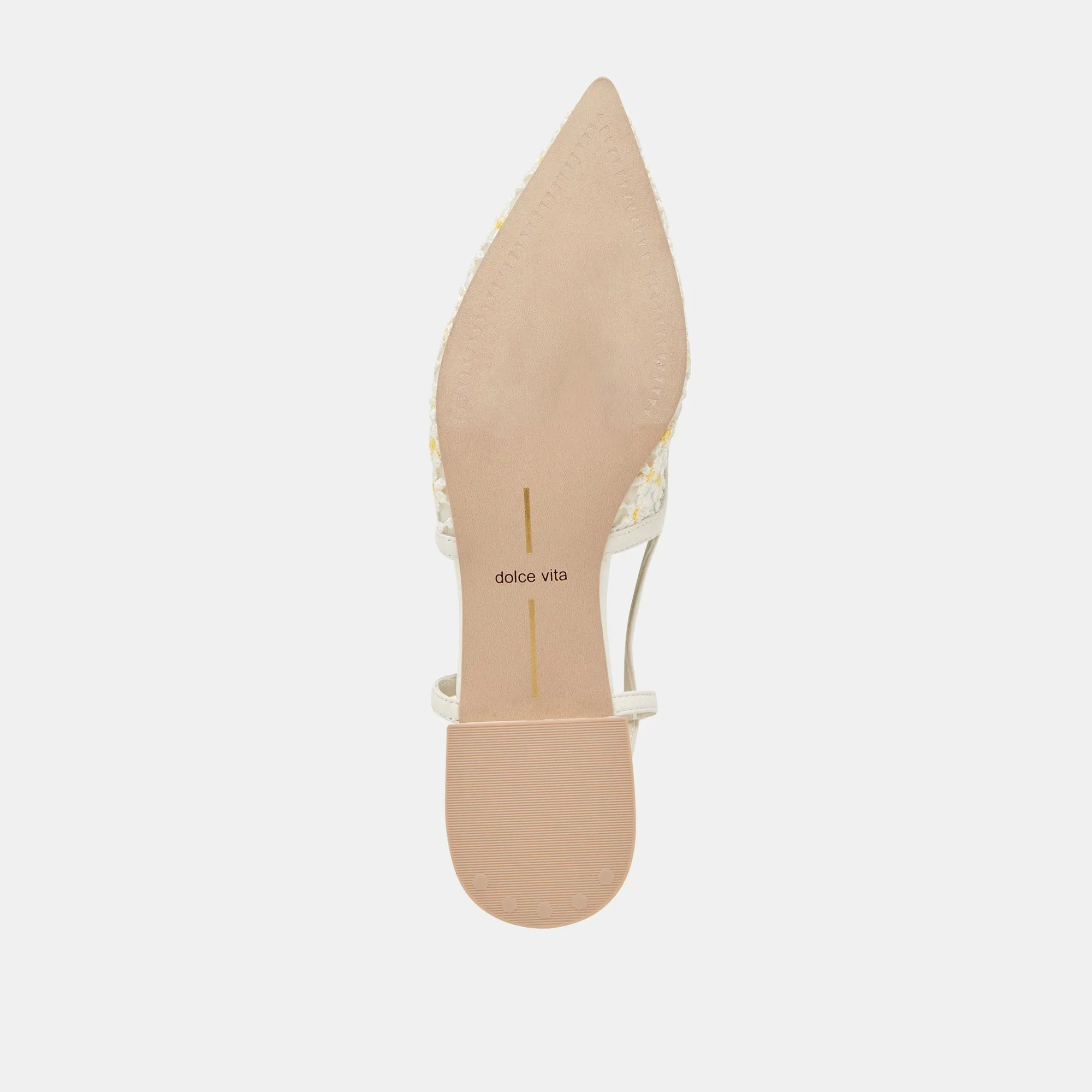 PAMIE FLORAL FLATS WEIß GELB BLUMENMESH