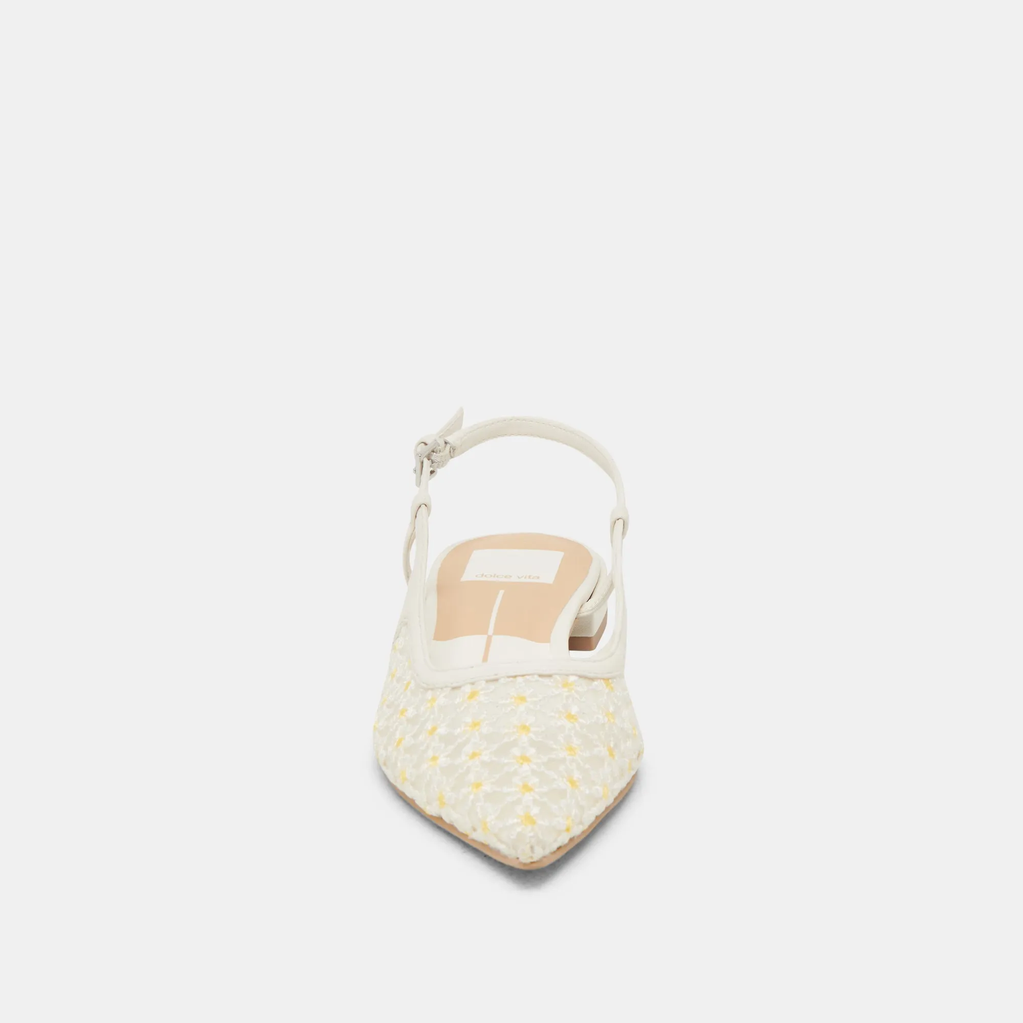 PAMIE FLORAL FLATS WEIß GELB BLUMENMESH