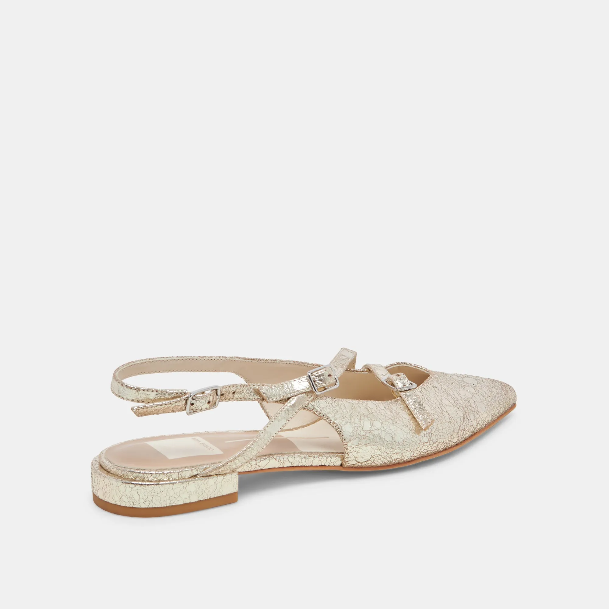 PAMLA FLATS PLATINUM DISTRESSED LEDER