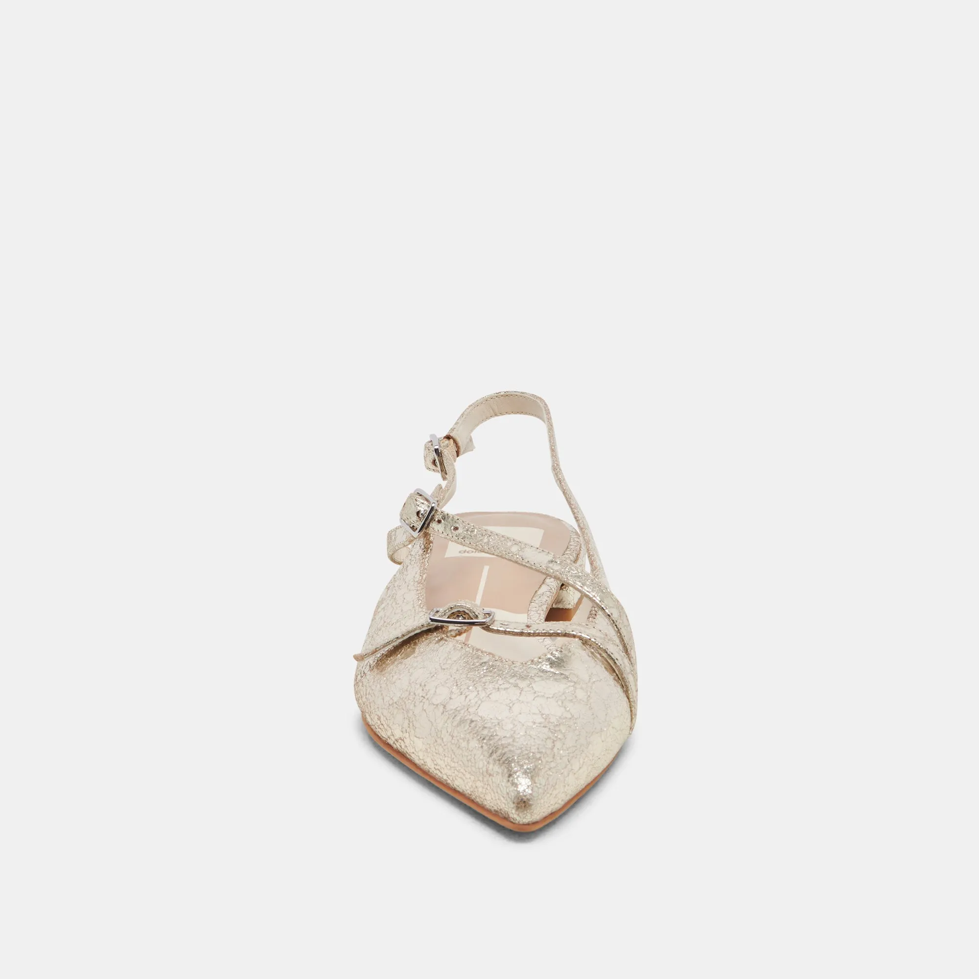 PAMLA FLATS PLATINUM DISTRESSED LEDER
