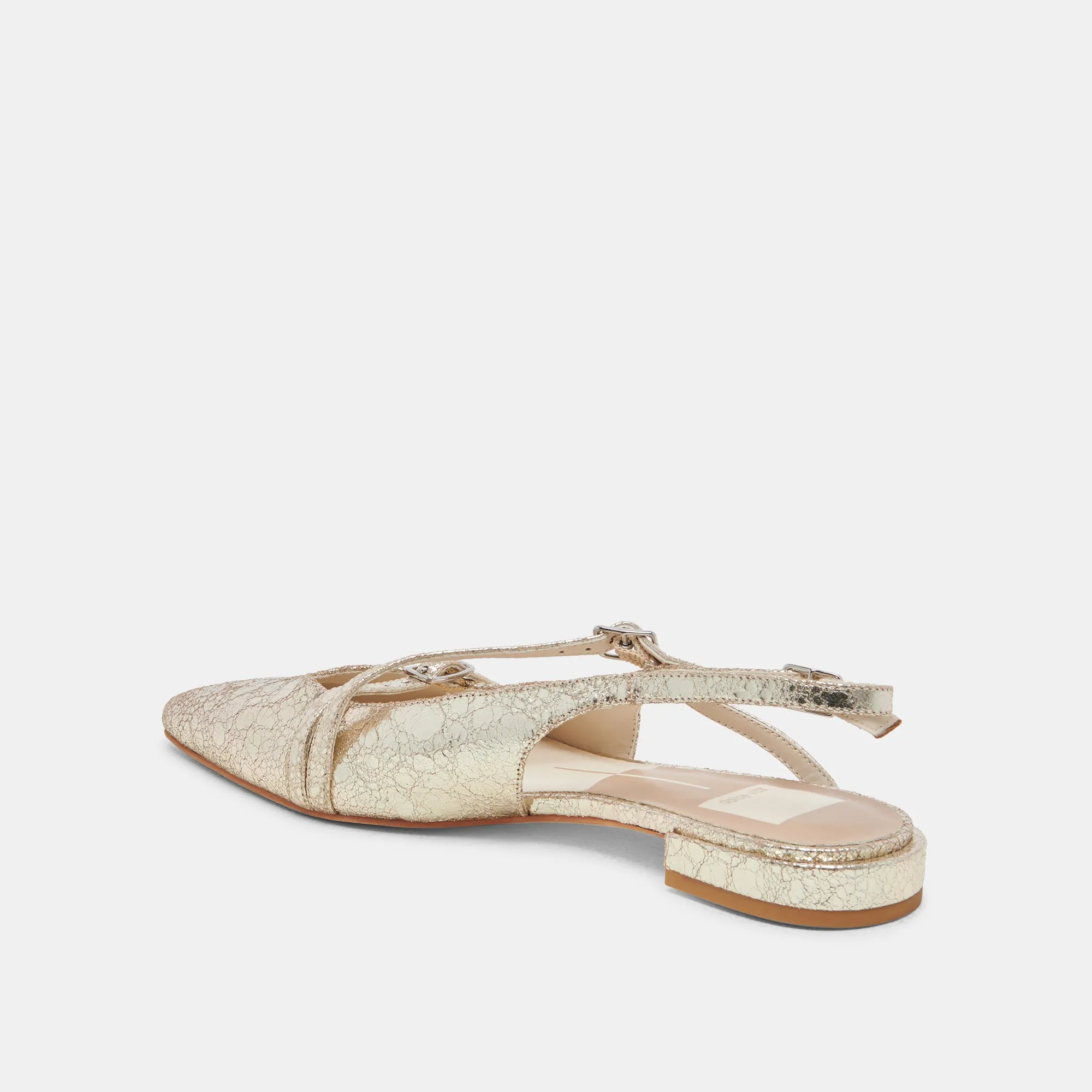PAMLA FLATS PLATINUM DISTRESSED LEDER