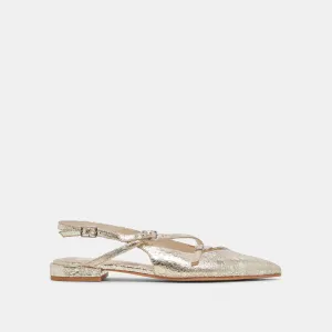 PAMLA FLATS PLATINUM DISTRESSED LEDER