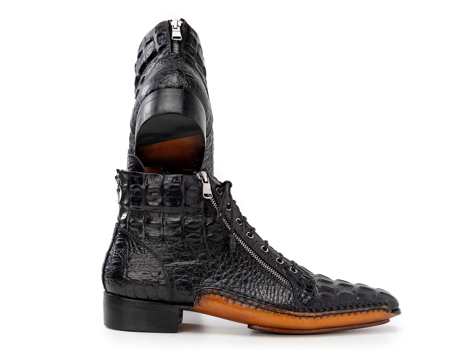 Paul Parkman Schuhe Paul Parkman Krokodilgeprägtes Leder Herren Reißverschlussstiefel in Schwarz