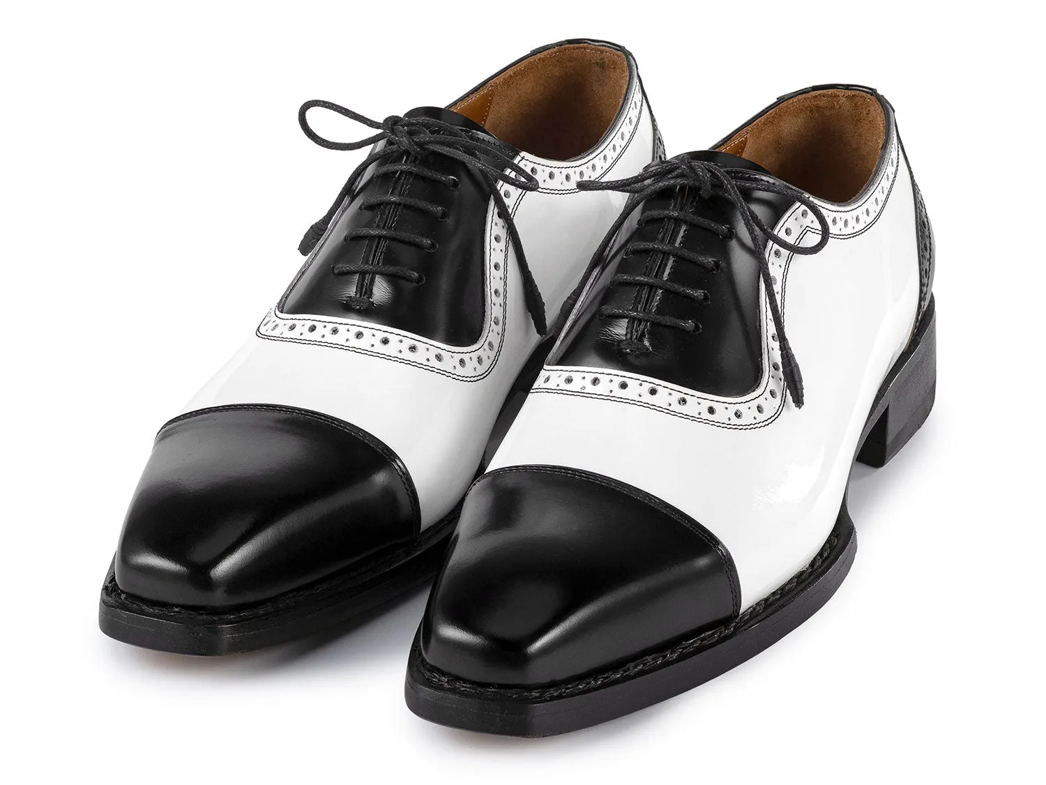 Paul Parkman Schuhe Paul Parkman Herren Goodyear durchgenähte Cap-Toe Oxfords in Schwarz & Weiß